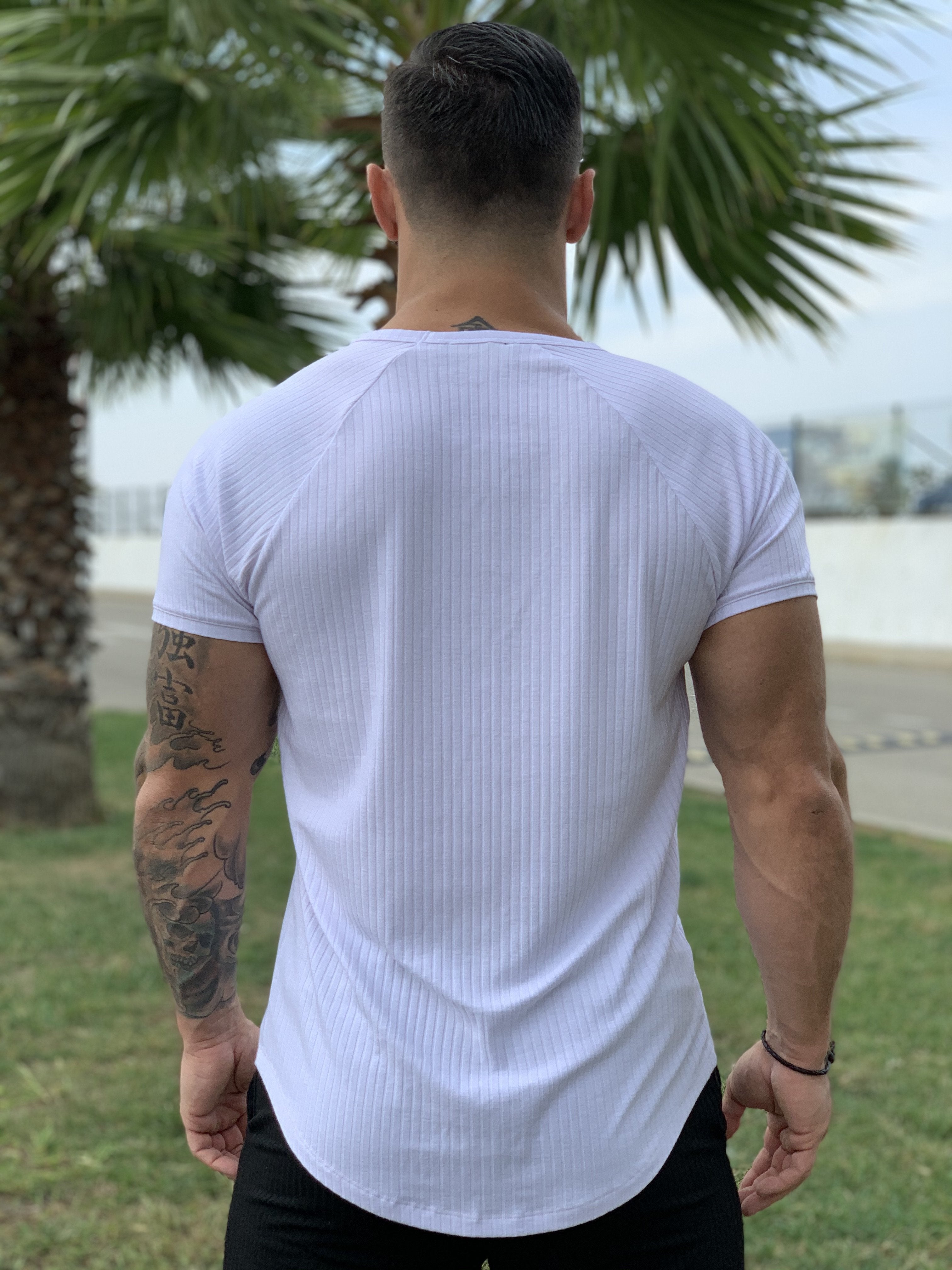 One Half - White T-shirt for Men (PRE-ORDER DISPATCH DATE 1 JUIN 2021) - Sarman Fashion - Wholesale Clothing Fashion Brand for Men from Canada