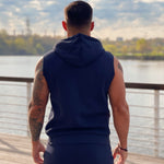 Paramous - Dark Blue Sleeveless Hoodie for Men - Sarman Fashion - Wholesale Clothing Fashion Brand for Men from Canada