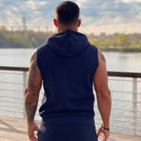 Paramous - Dark Blue Sleeveless Hoodie for Men - Sarman Fashion - Wholesale Clothing Fashion Brand for Men from Canada