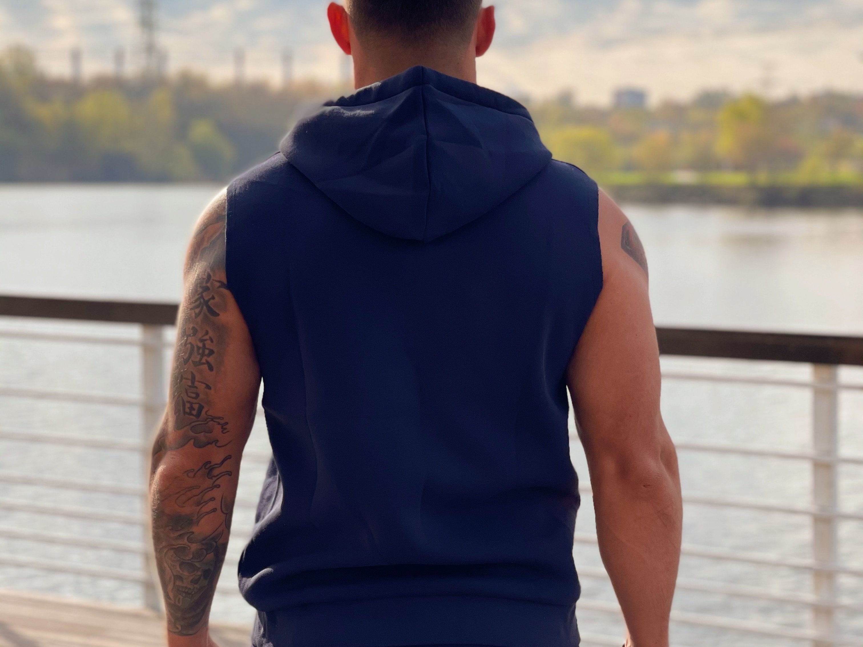 Paramous - Dark Blue Sleeveless Hoodie for Men - Sarman Fashion - Wholesale Clothing Fashion Brand for Men from Canada