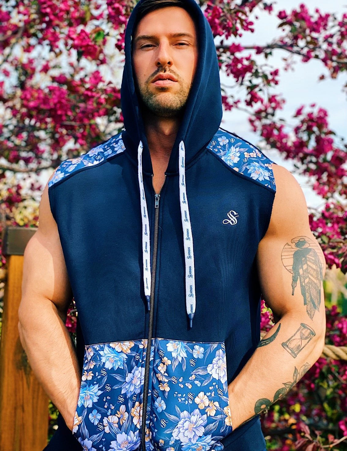Paramous - Dark Blue Sleeveless Hoodie for Men - Sarman Fashion - Wholesale Clothing Fashion Brand for Men from Canada