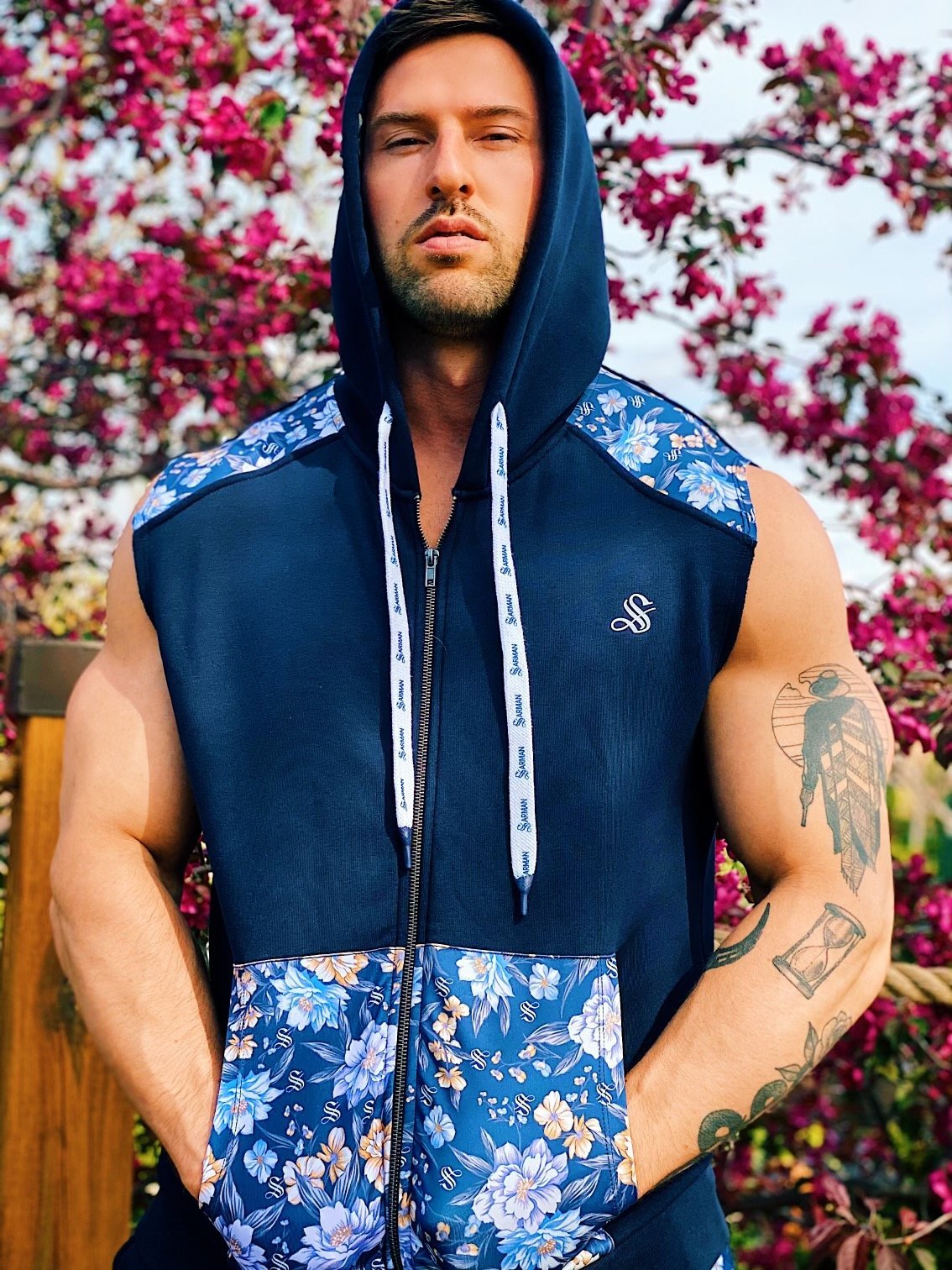 Paramous - Dark Blue Sleeveless Hoodie for Men - Sarman Fashion - Wholesale Clothing Fashion Brand for Men from Canada