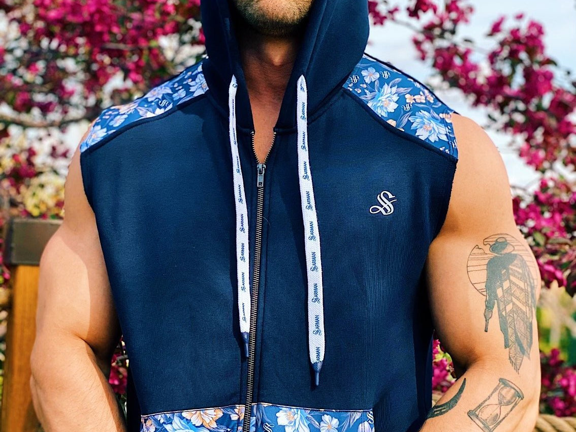 Paramous - Dark Blue Sleeveless Hoodie for Men - Sarman Fashion - Wholesale Clothing Fashion Brand for Men from Canada