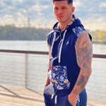 Paramous - Dark Blue Sleeveless Hoodie for Men - Sarman Fashion - Wholesale Clothing Fashion Brand for Men from Canada