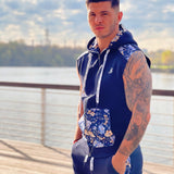 Paramous - Dark Blue Sleeveless Hoodie for Men - Sarman Fashion - Wholesale Clothing Fashion Brand for Men from Canada