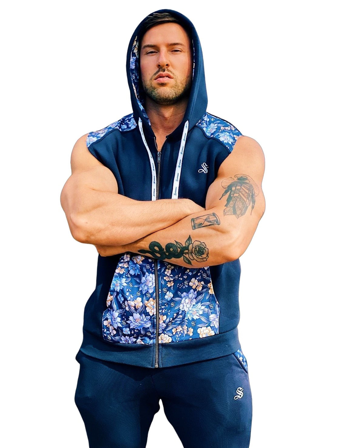 Paramous - Dark Blue Sleeveless Hoodie for Men - Sarman Fashion - Wholesale Clothing Fashion Brand for Men from Canada