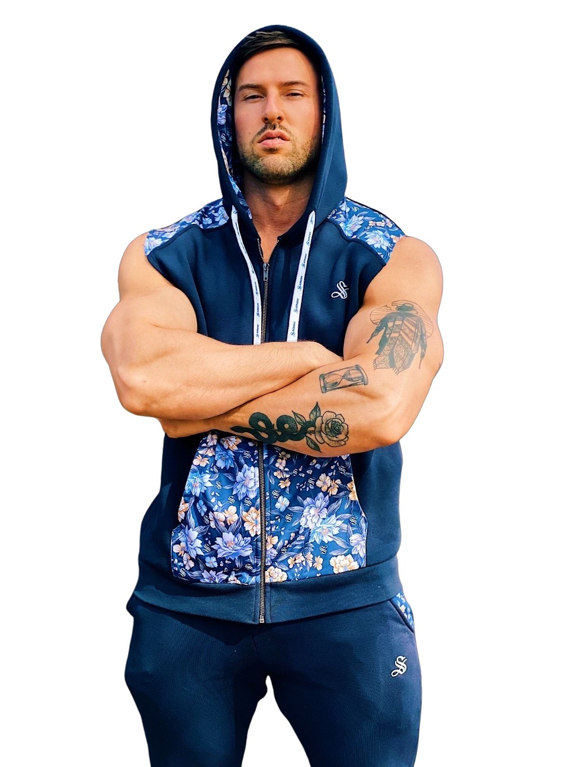 Paramous - Dark Blue Sleeveless Hoodie for Men - Sarman Fashion - Wholesale Clothing Fashion Brand for Men from Canada