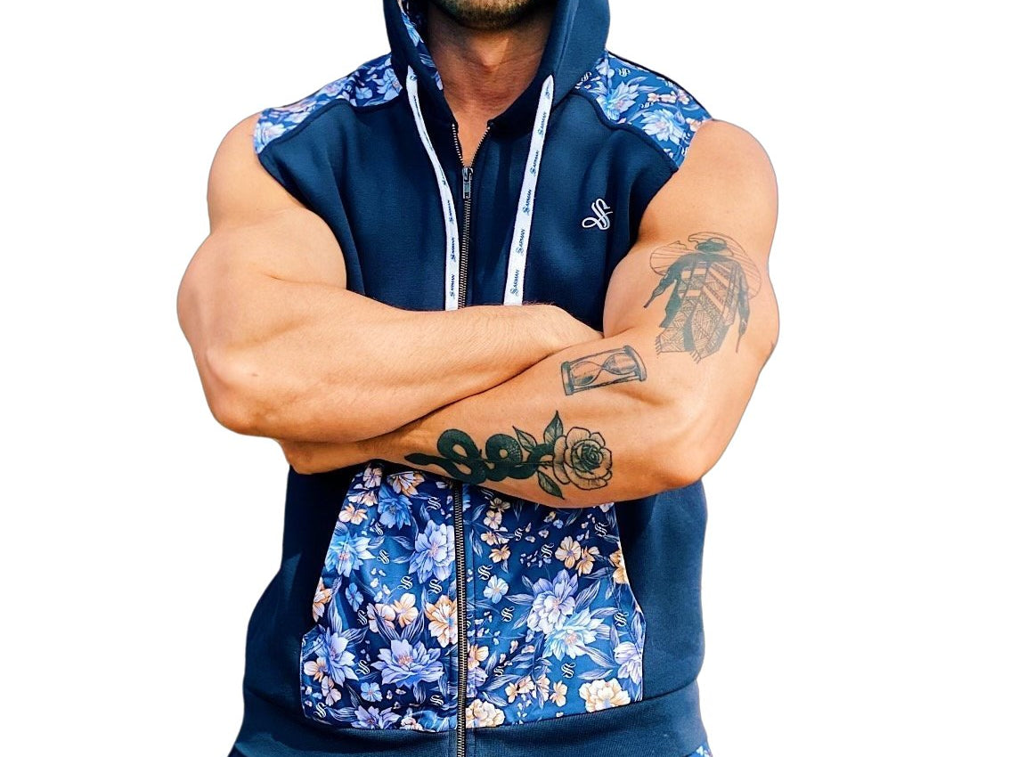 Paramous - Dark Blue Sleeveless Hoodie for Men - Sarman Fashion - Wholesale Clothing Fashion Brand for Men from Canada