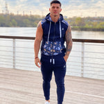 Paramous - Dark Blue Sleeveless Hoodie for Men - Sarman Fashion - Wholesale Clothing Fashion Brand for Men from Canada