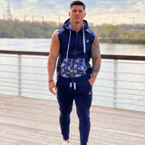 Paramous - Dark Blue Sleeveless Hoodie for Men - Sarman Fashion - Wholesale Clothing Fashion Brand for Men from Canada