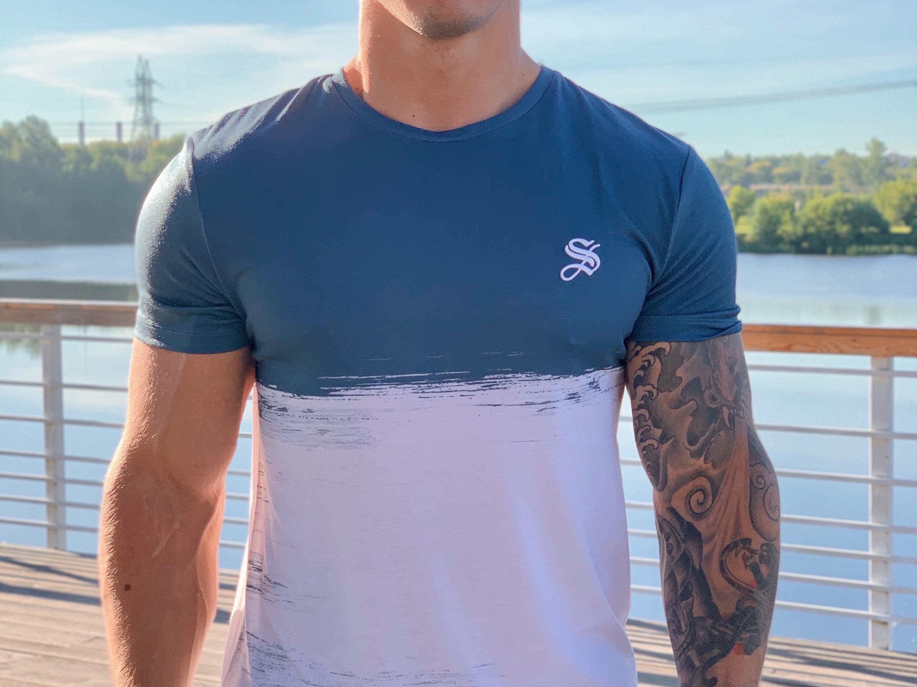 Polar Bear - Blue T-shirt for Men (PRE-ORDER DISPATCH DATE 25 SEPTEMBER) - Sarman Fashion - Wholesale Clothing Fashion Brand for Men from Canada