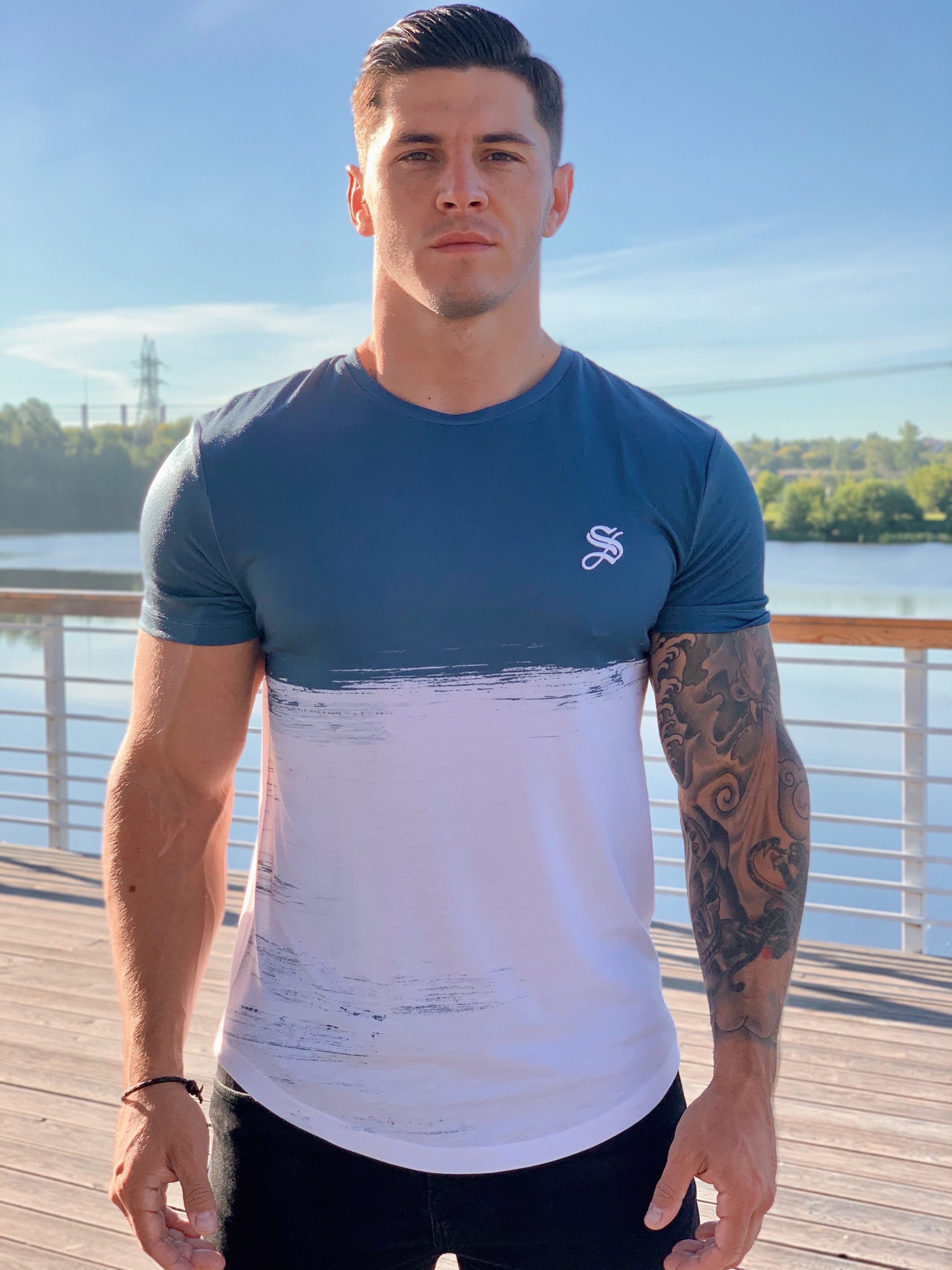 Polar Bear - Blue T-shirt for Men (PRE-ORDER DISPATCH DATE 25 SEPTEMBER) - Sarman Fashion - Wholesale Clothing Fashion Brand for Men from Canada