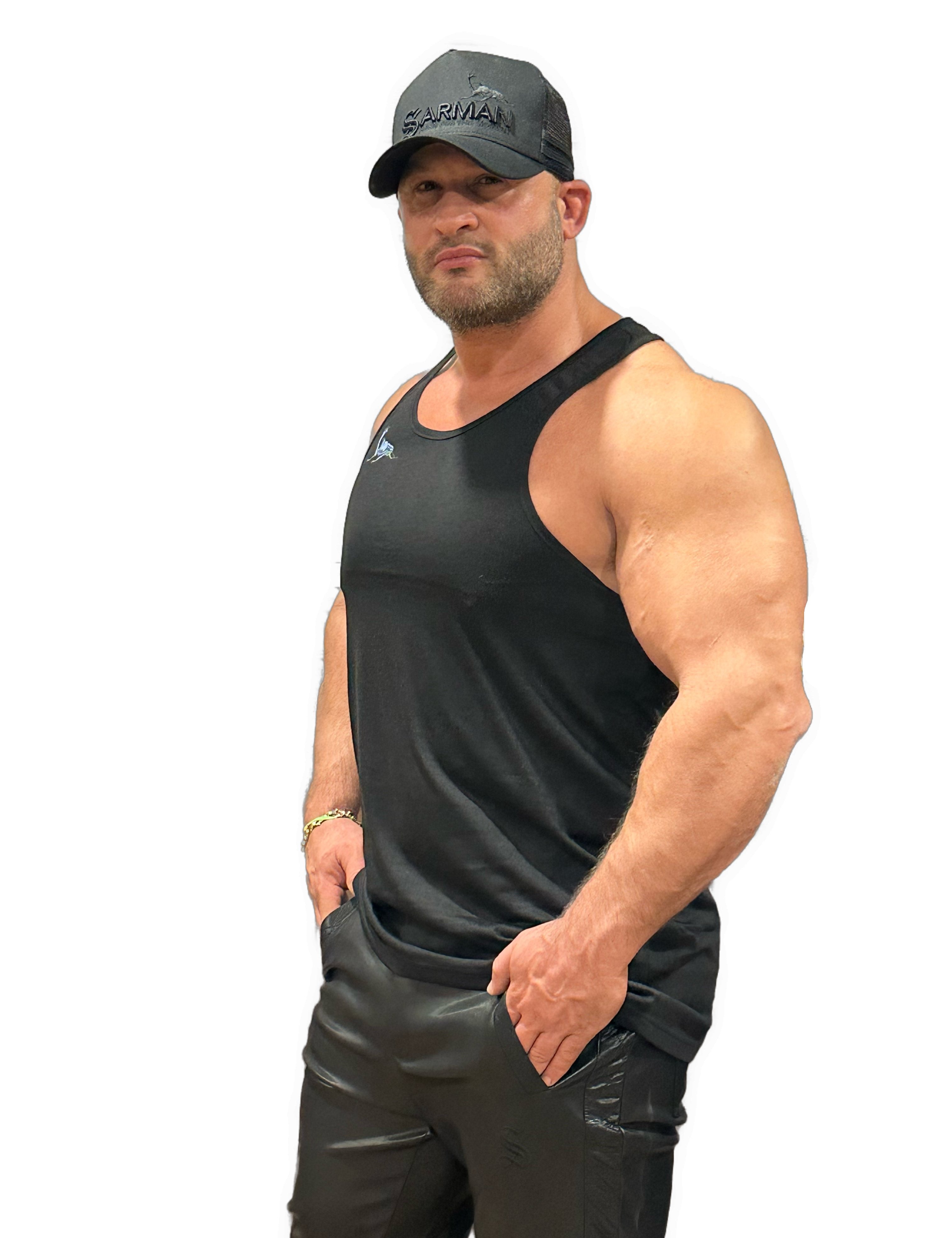 Power X - Black Tank Top for Men - Sarman Fashion - Wholesale Clothing Fashion Brand for Men from Canada