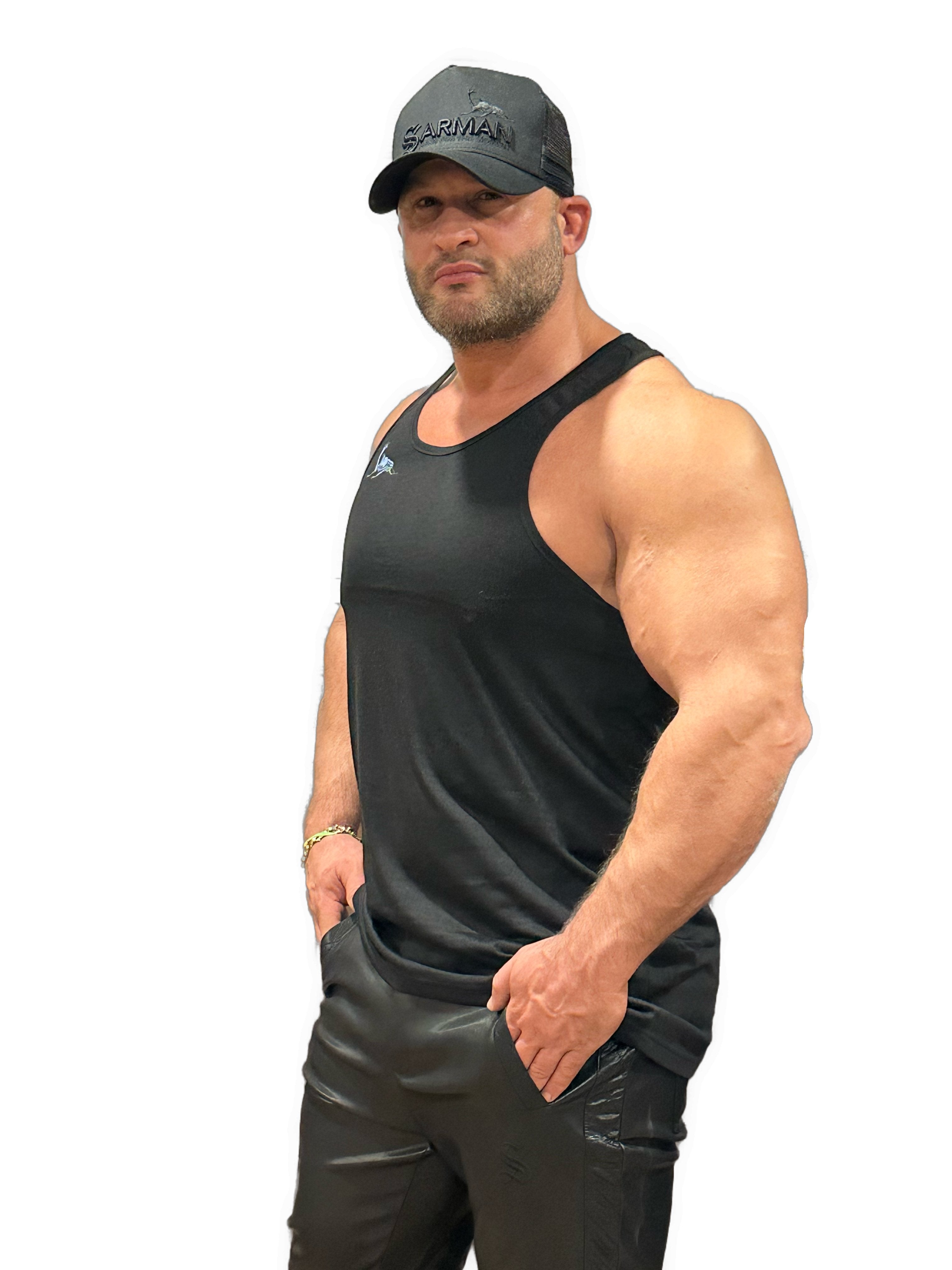 Power X - Black Tank Top for Men - Sarman Fashion - Wholesale Clothing Fashion Brand for Men from Canada