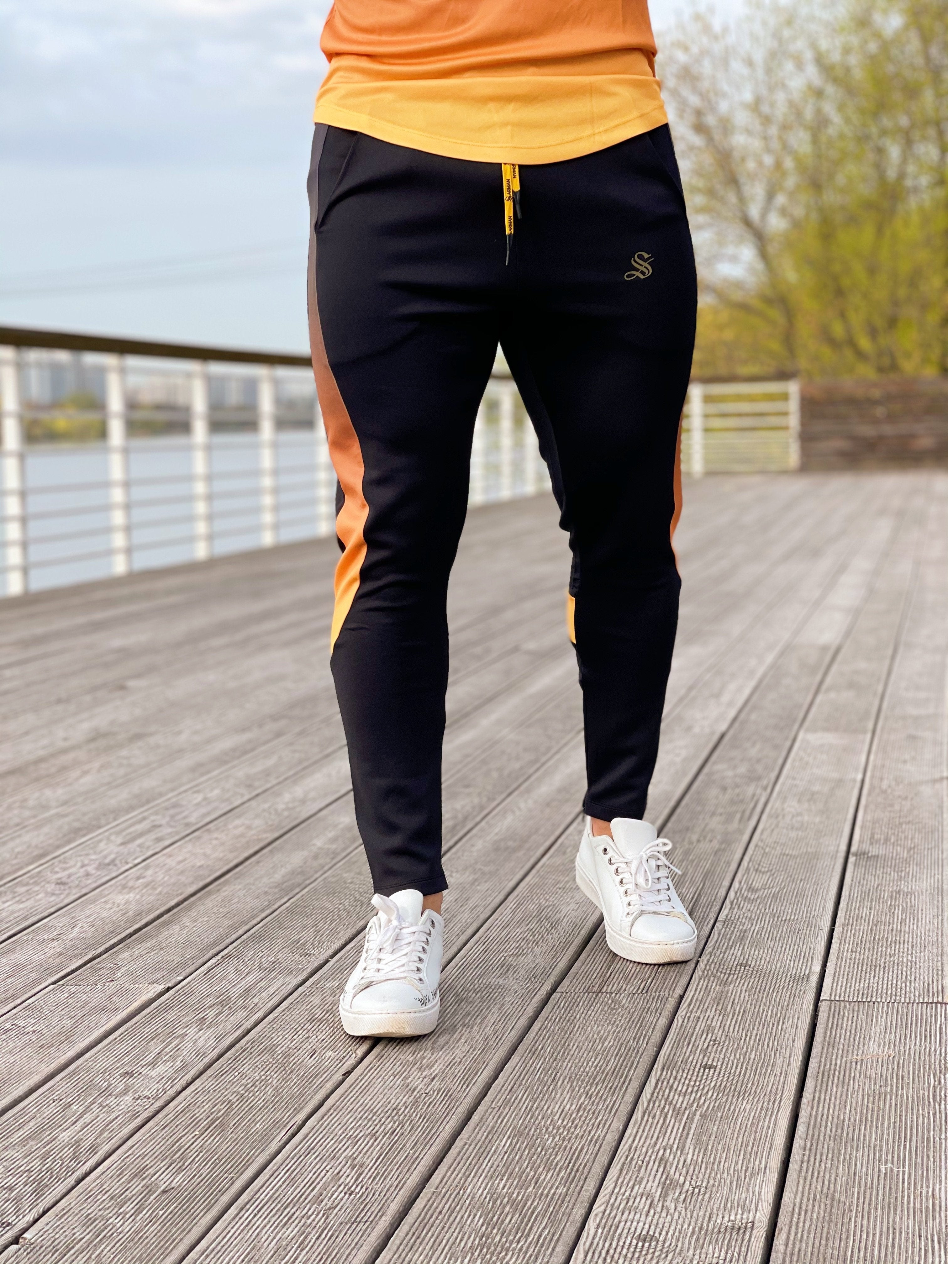 Preslus- Black/Yellow Track Pant for Men - Sarman Fashion - Wholesale Clothing Fashion Brand for Men from Canada