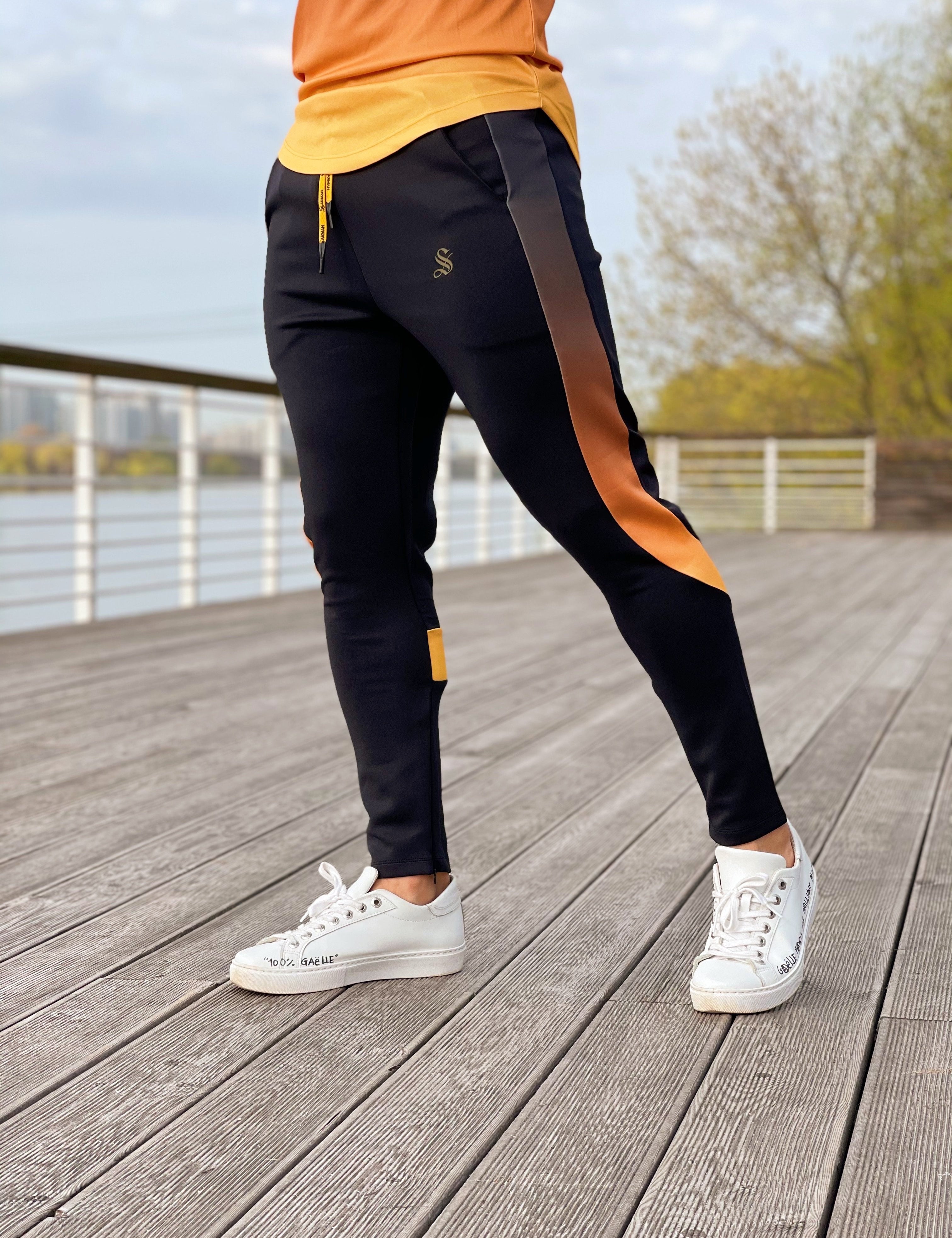 Preslus- Black/Yellow Track Pant for Men - Sarman Fashion - Wholesale Clothing Fashion Brand for Men from Canada