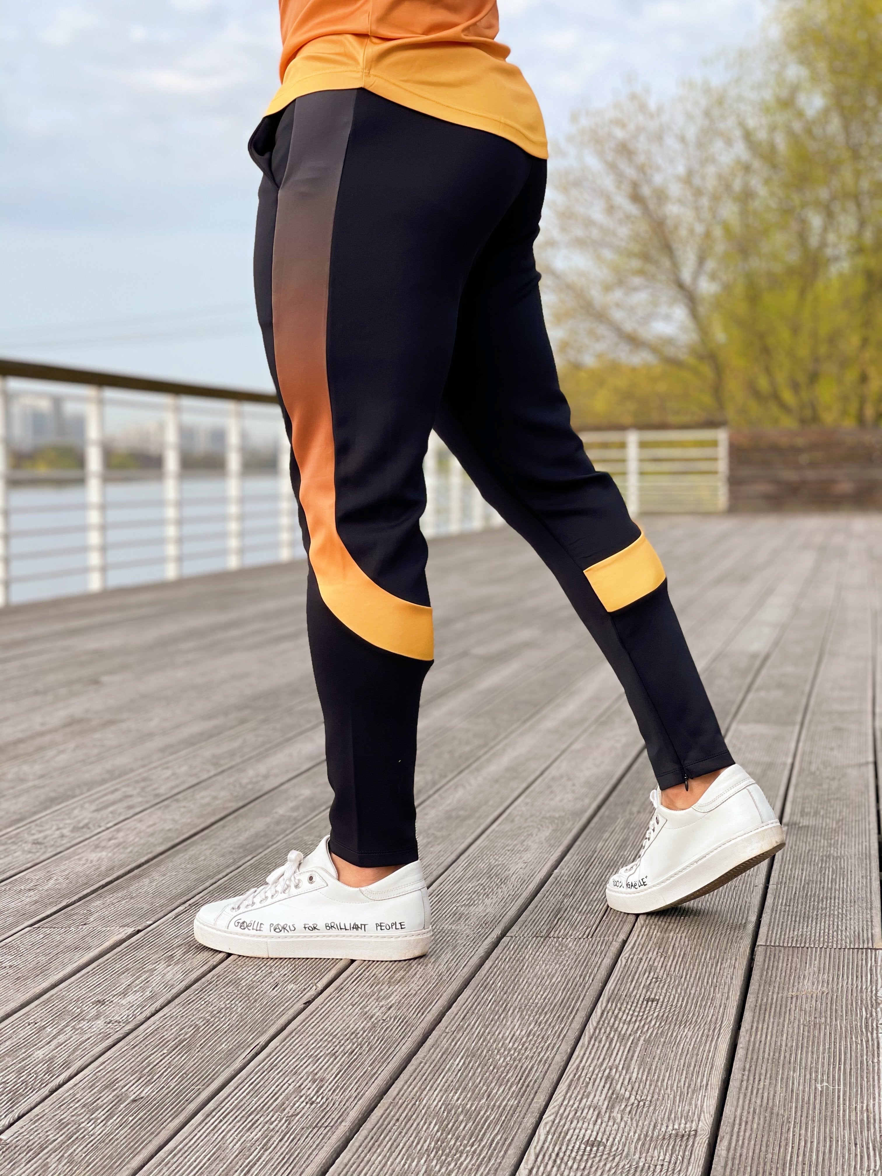 Preslus- Black/Yellow Track Pant for Men - Sarman Fashion - Wholesale Clothing Fashion Brand for Men from Canada