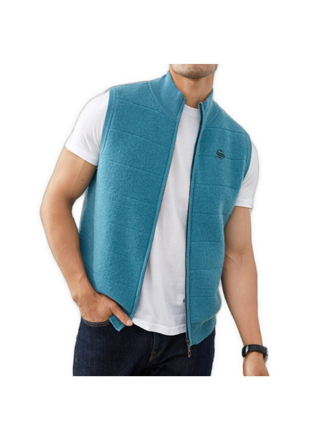 PureCashmere 3 - Sleeveless Track Top for Men - Sarman Fashion - Wholesale Clothing Fashion Brand for Men from Canada