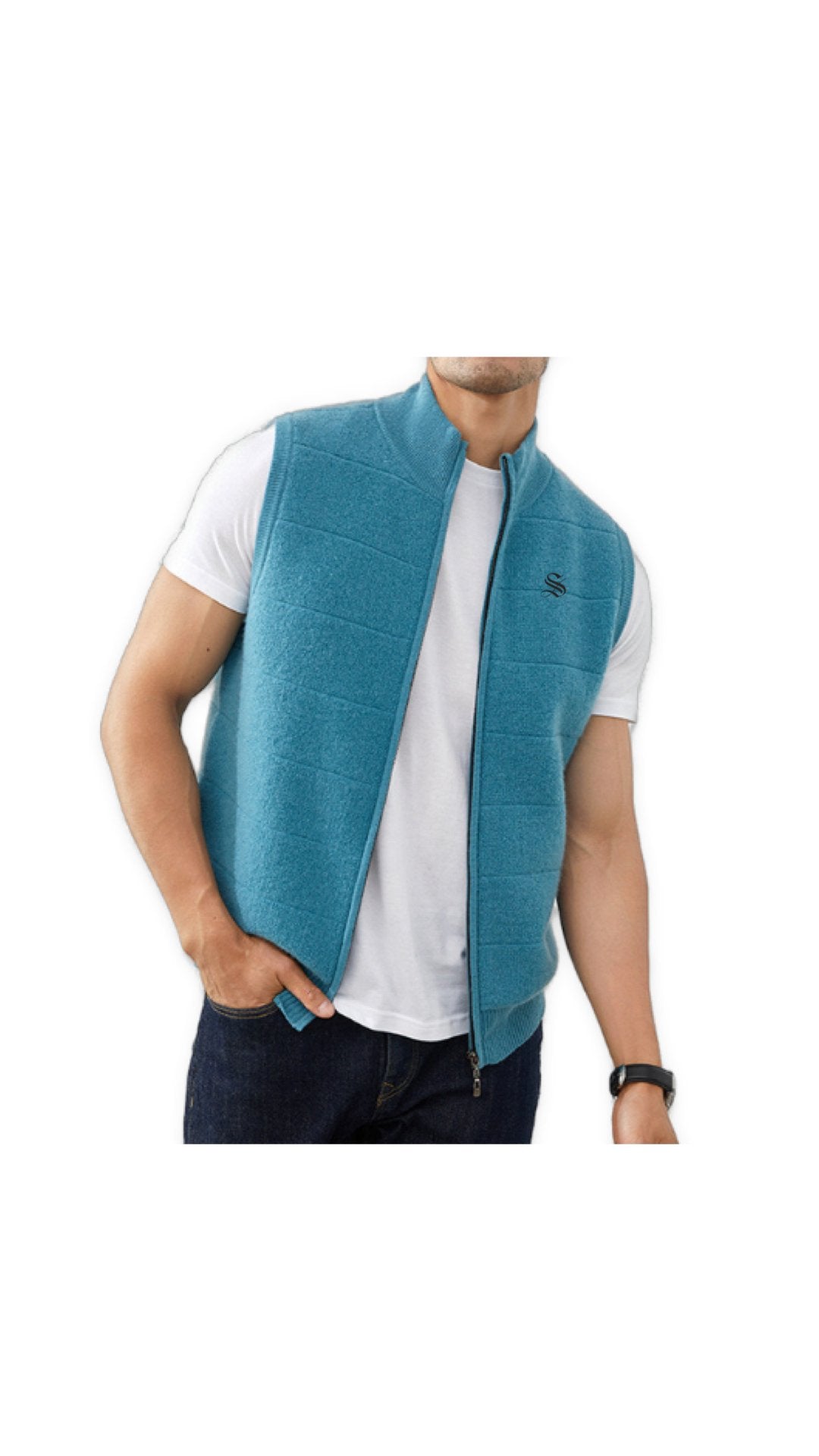 PureCashmere 3 - Sleeveless Track Top for Men - Sarman Fashion - Wholesale Clothing Fashion Brand for Men from Canada