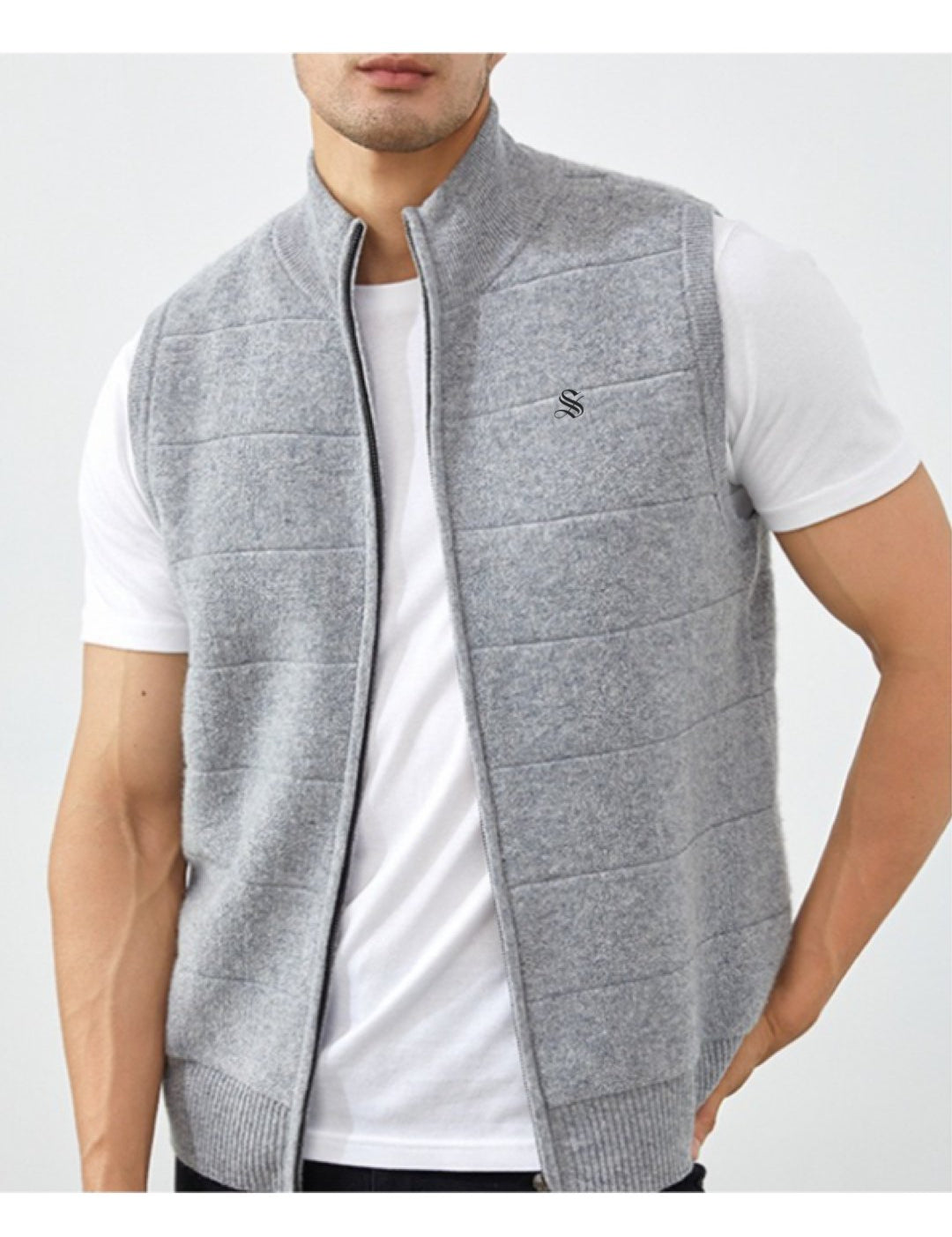 PureCashmere 3 - Sleeveless Track Top for Men - Sarman Fashion - Wholesale Clothing Fashion Brand for Men from Canada