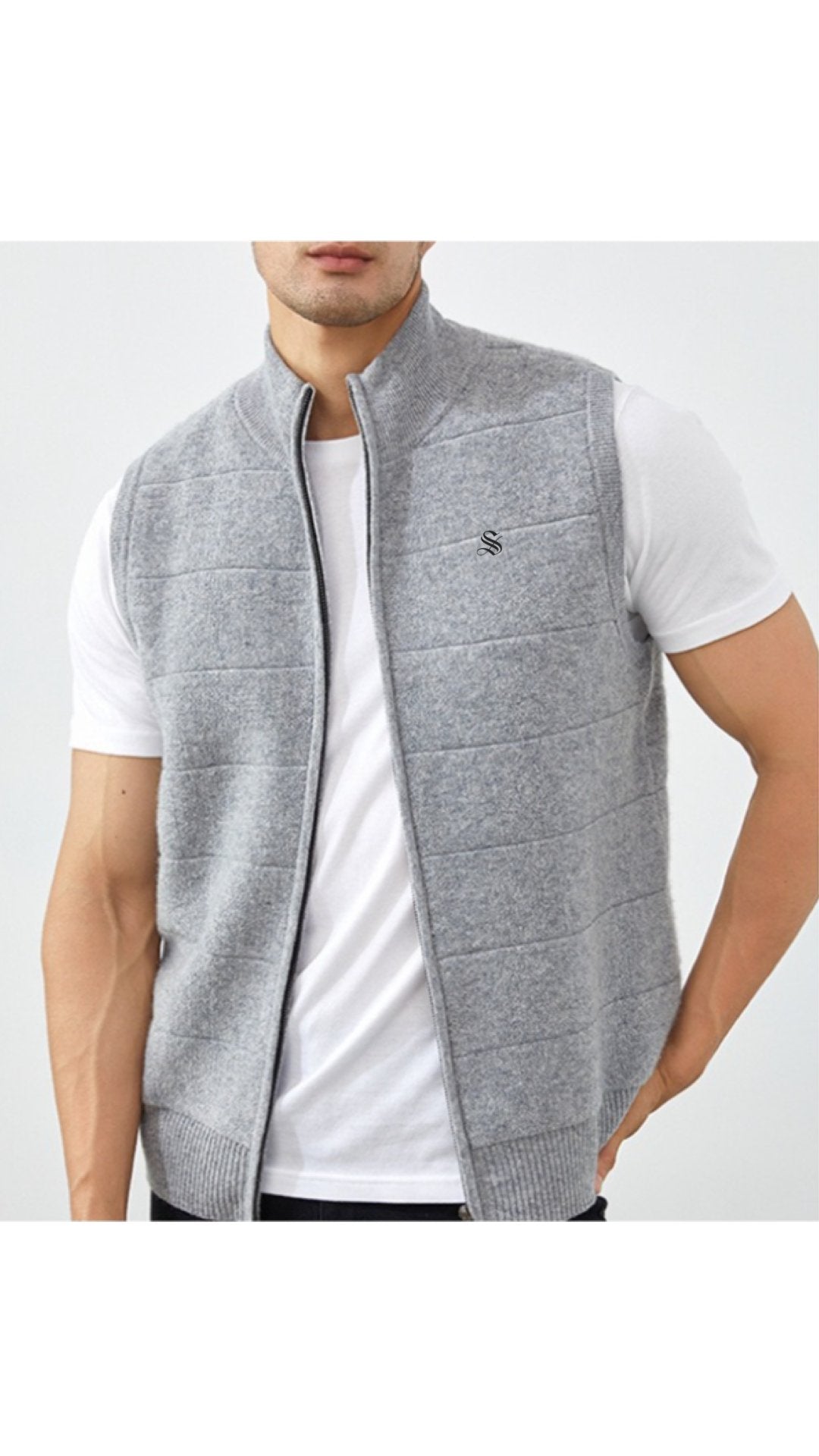 PureCashmere 3 - Sleeveless Track Top for Men - Sarman Fashion - Wholesale Clothing Fashion Brand for Men from Canada