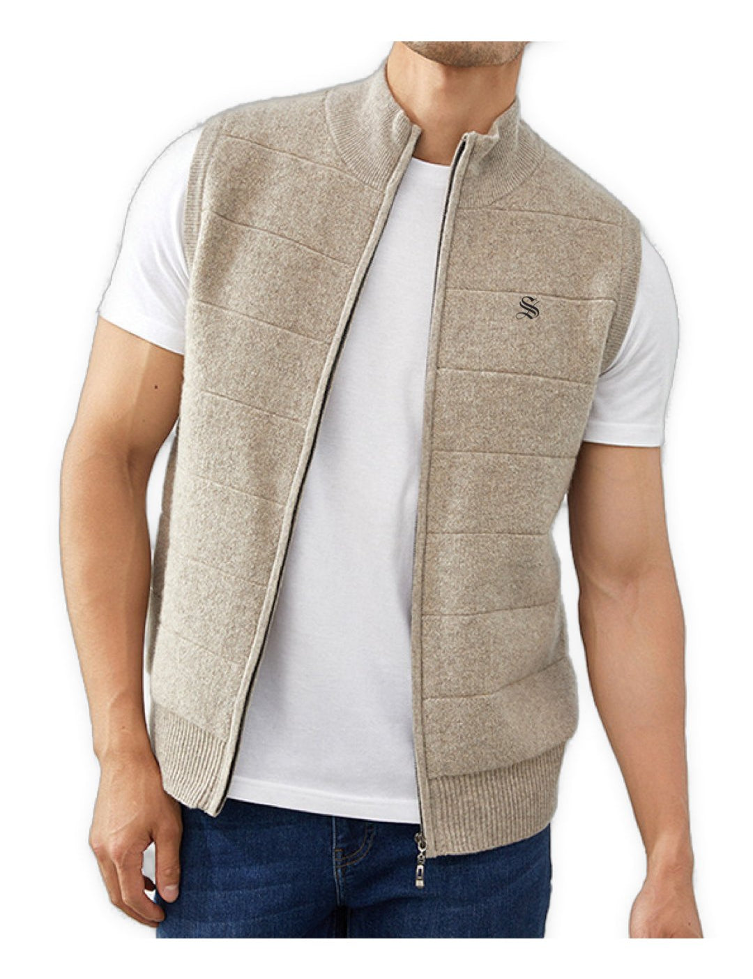 PureCashmere 3 - Sleeveless Track Top for Men - Sarman Fashion - Wholesale Clothing Fashion Brand for Men from Canada