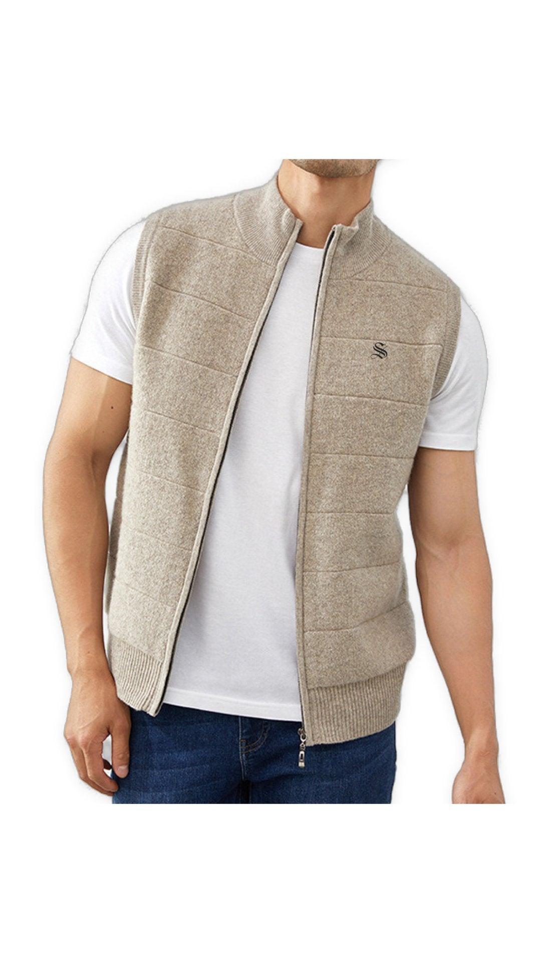 PureCashmere 3 - Sleeveless Track Top for Men - Sarman Fashion - Wholesale Clothing Fashion Brand for Men from Canada