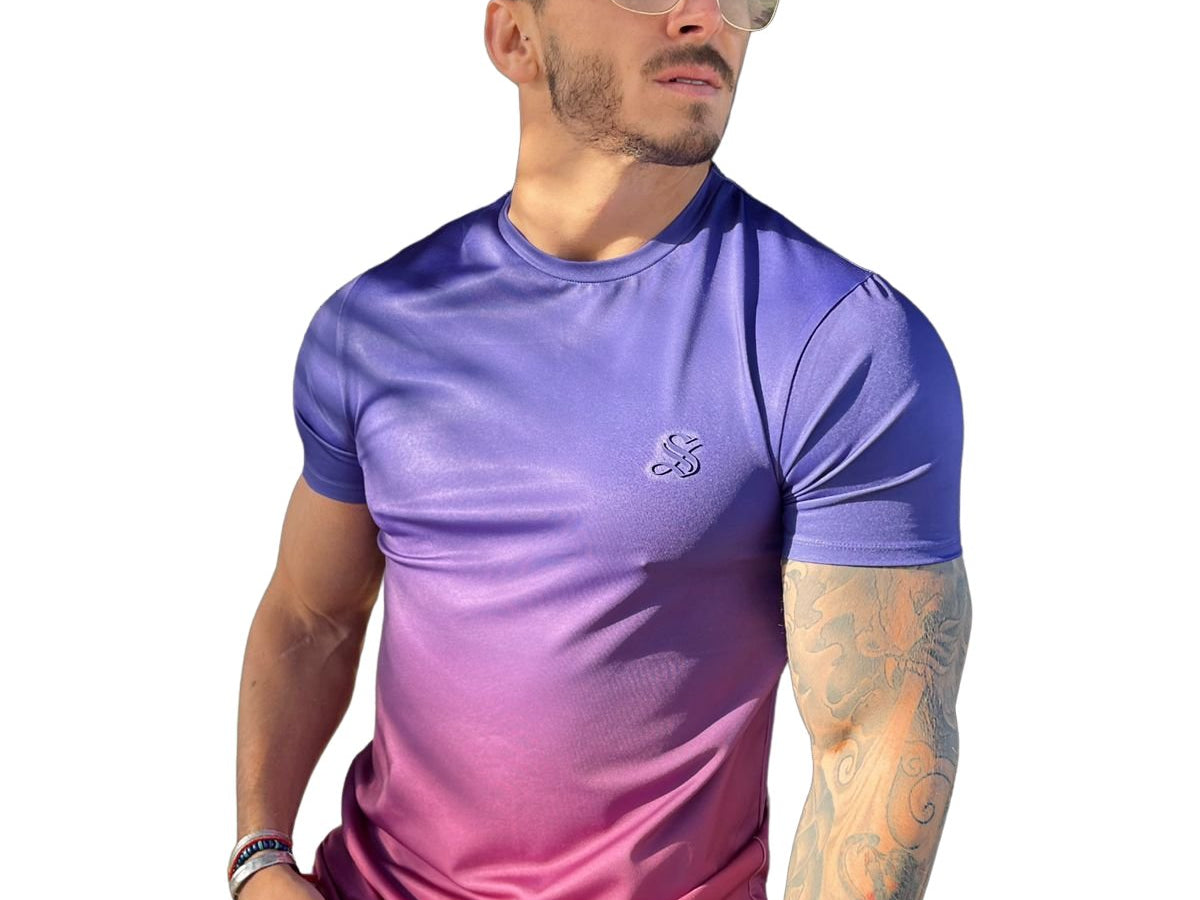 Purlatosi - Blue/Burgundy T-Shirt for Men (PRE-ORDER DISPATCH DATE 25 DECEMBER 2021) - Sarman Fashion - Wholesale Clothing Fashion Brand for Men from Canada