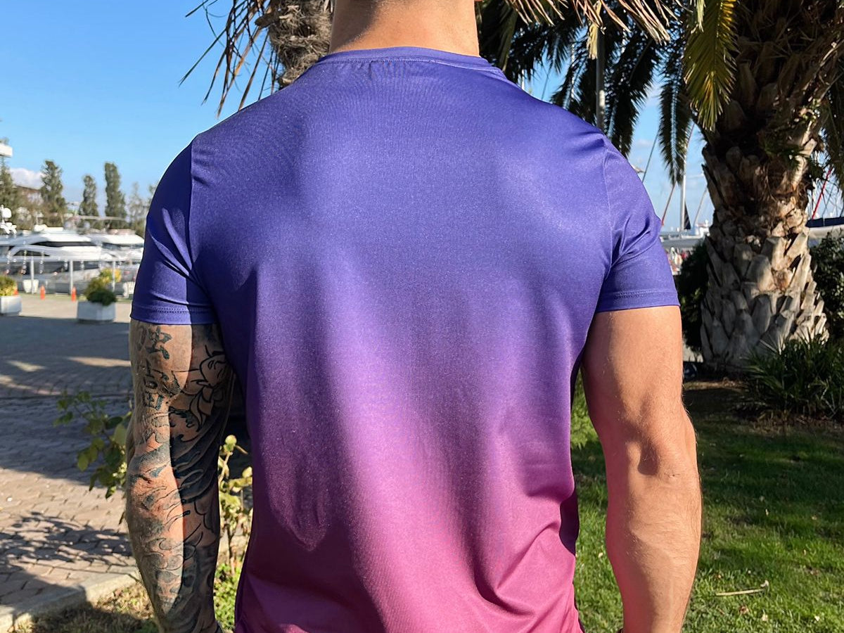 Purlatosi - Blue/Burgundy T-Shirt for Men (PRE-ORDER DISPATCH DATE 25 DECEMBER 2021) - Sarman Fashion - Wholesale Clothing Fashion Brand for Men from Canada