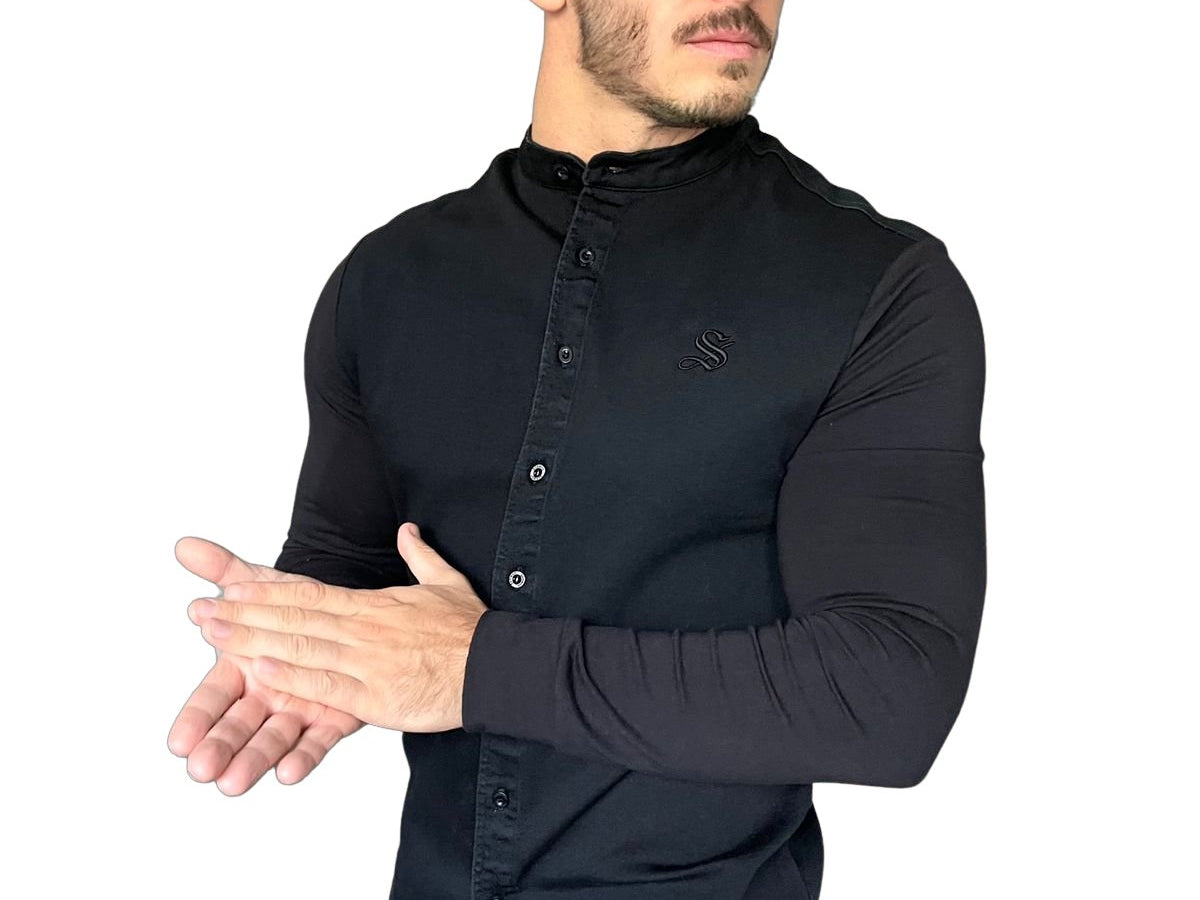 Radimo - Black Long Sleeves Jeans Shirt for Men (PRE-ORDER DISPATCH DATE 15 APRIL 2023) - Sarman Fashion - Wholesale Clothing Fashion Brand for Men from Canada