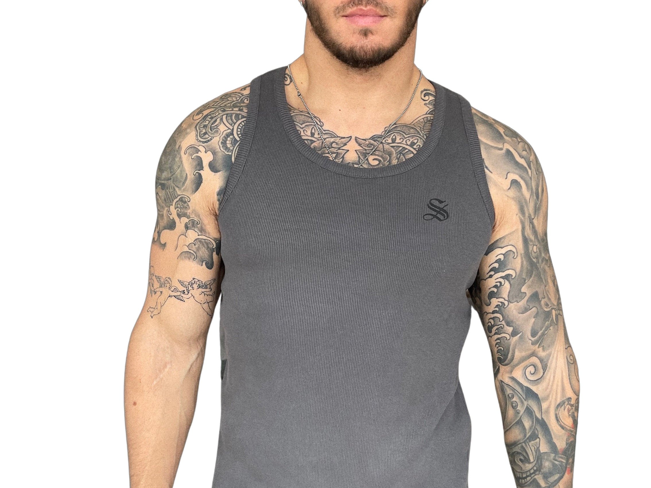 Raguel - Grey Tank Top for Men - Sarman Fashion - Wholesale Clothing Fashion Brand for Men from Canada