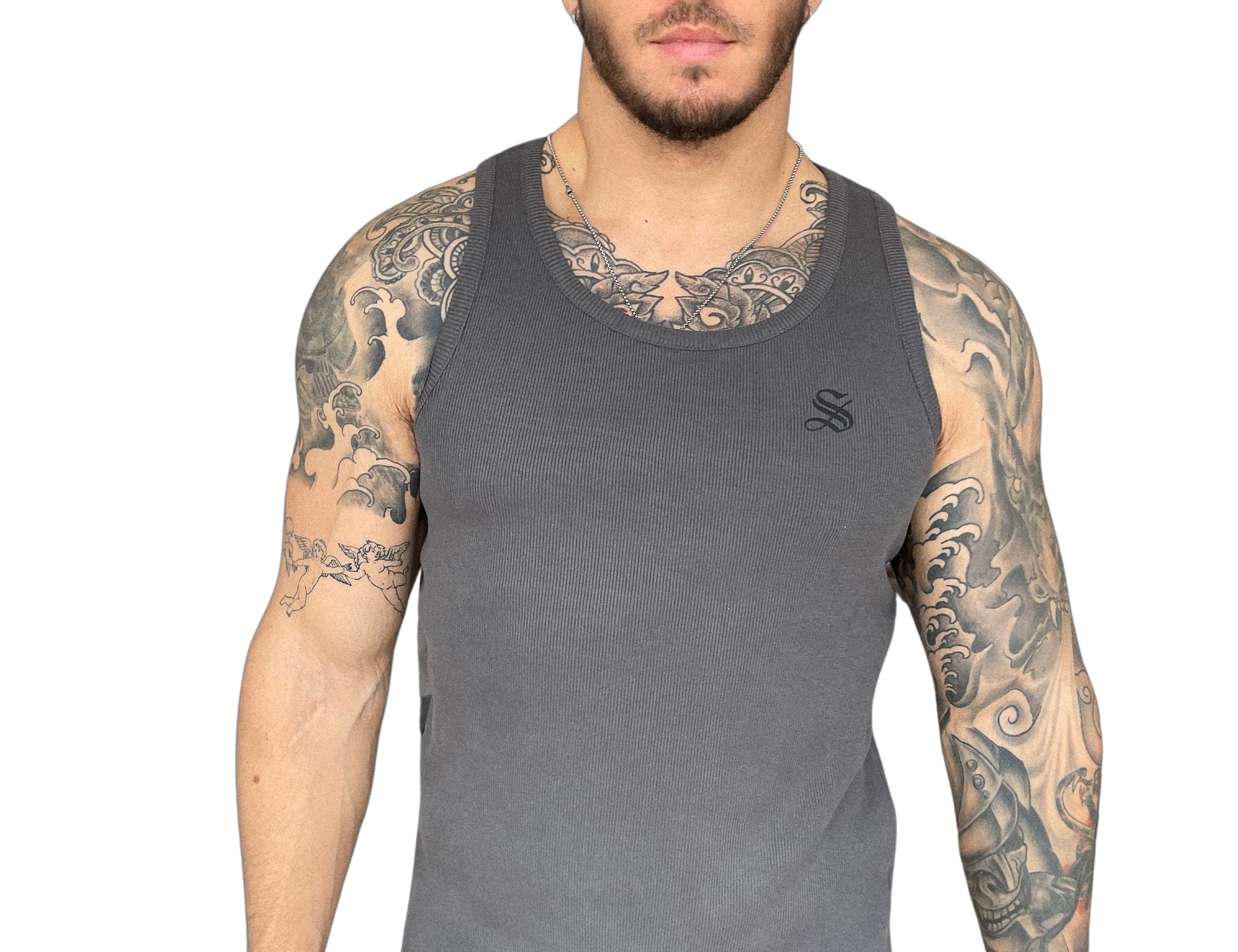 Raguel - Grey Tank Top for Men - Sarman Fashion - Wholesale Clothing Fashion Brand for Men from Canada