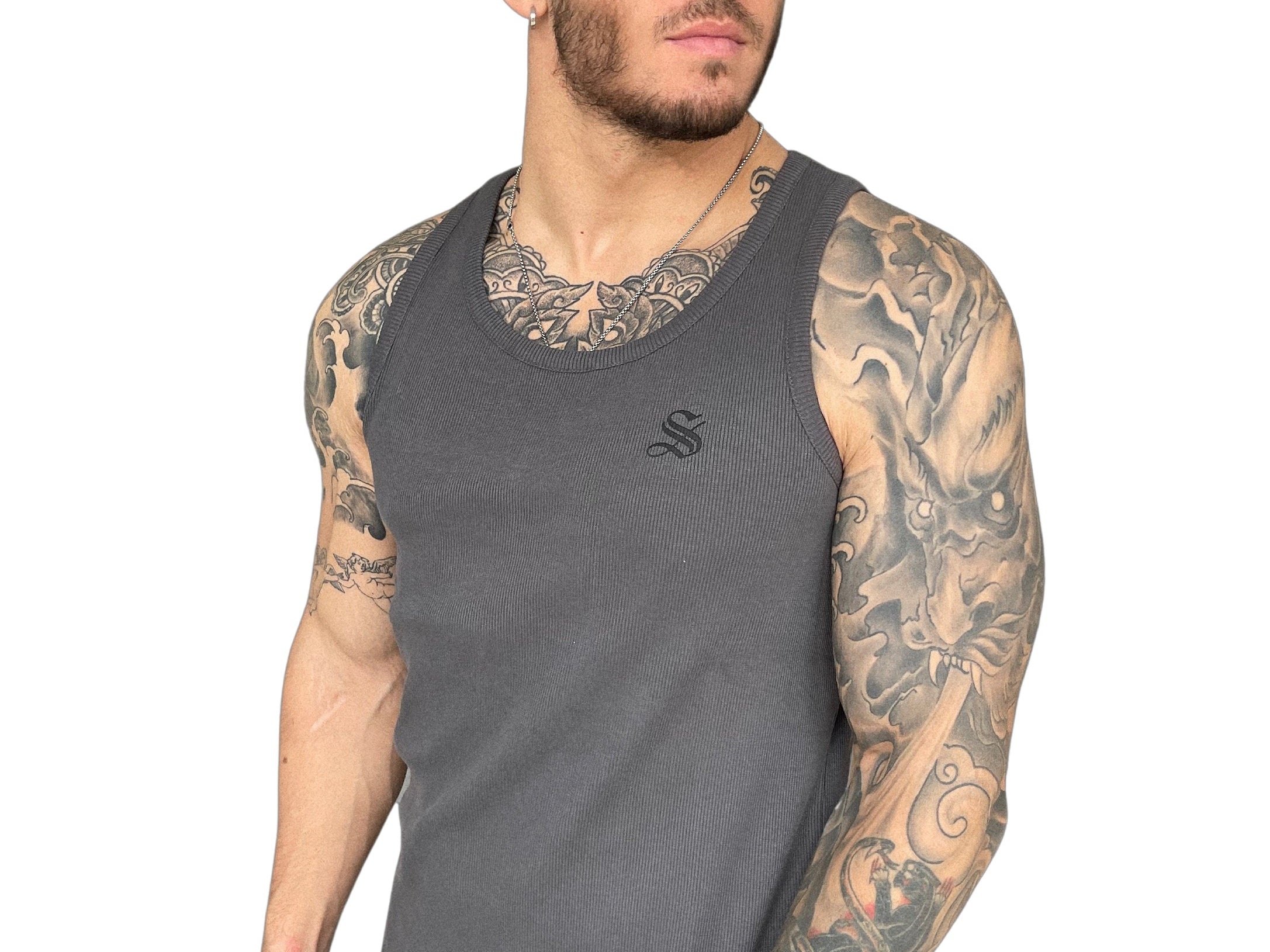 Raguel - Grey Tank Top for Men - Sarman Fashion - Wholesale Clothing Fashion Brand for Men from Canada