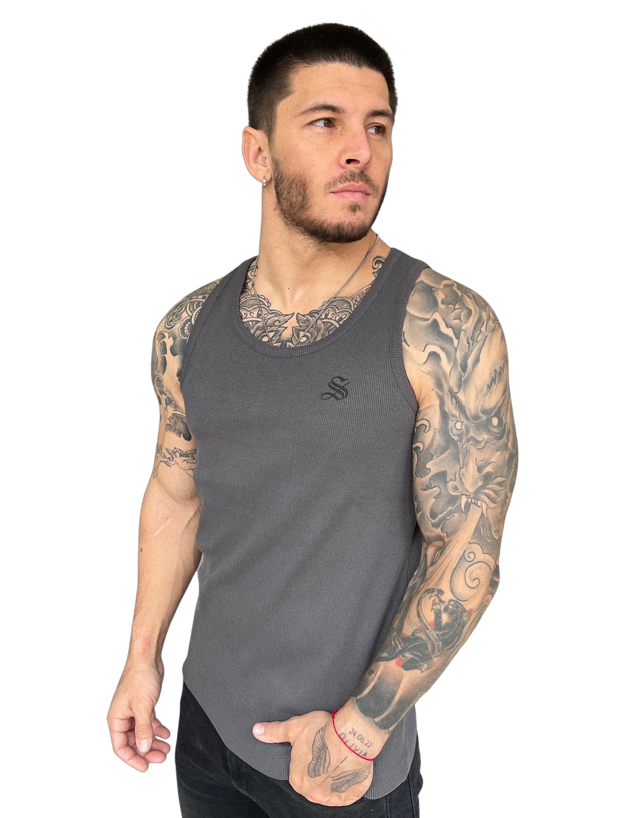 Raguel - Grey Tank Top for Men - Sarman Fashion - Wholesale Clothing Fashion Brand for Men from Canada