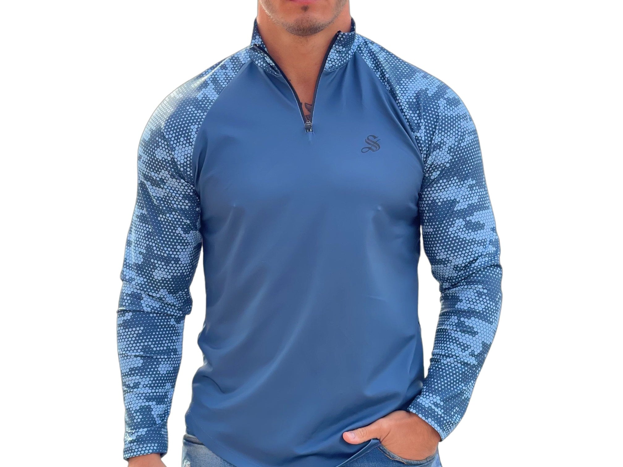 Rambo 2- Blue Long Sleeves Shirt for Men (PRE-ORDER DISPATCH DATE 1 JULY 2022) - Sarman Fashion - Wholesale Clothing Fashion Brand for Men from Canada