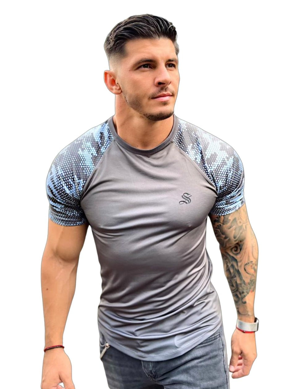 Rambo - Grey T- Shirt for Men - Sarman Fashion - Wholesale Clothing Fashion Brand for Men from Canada