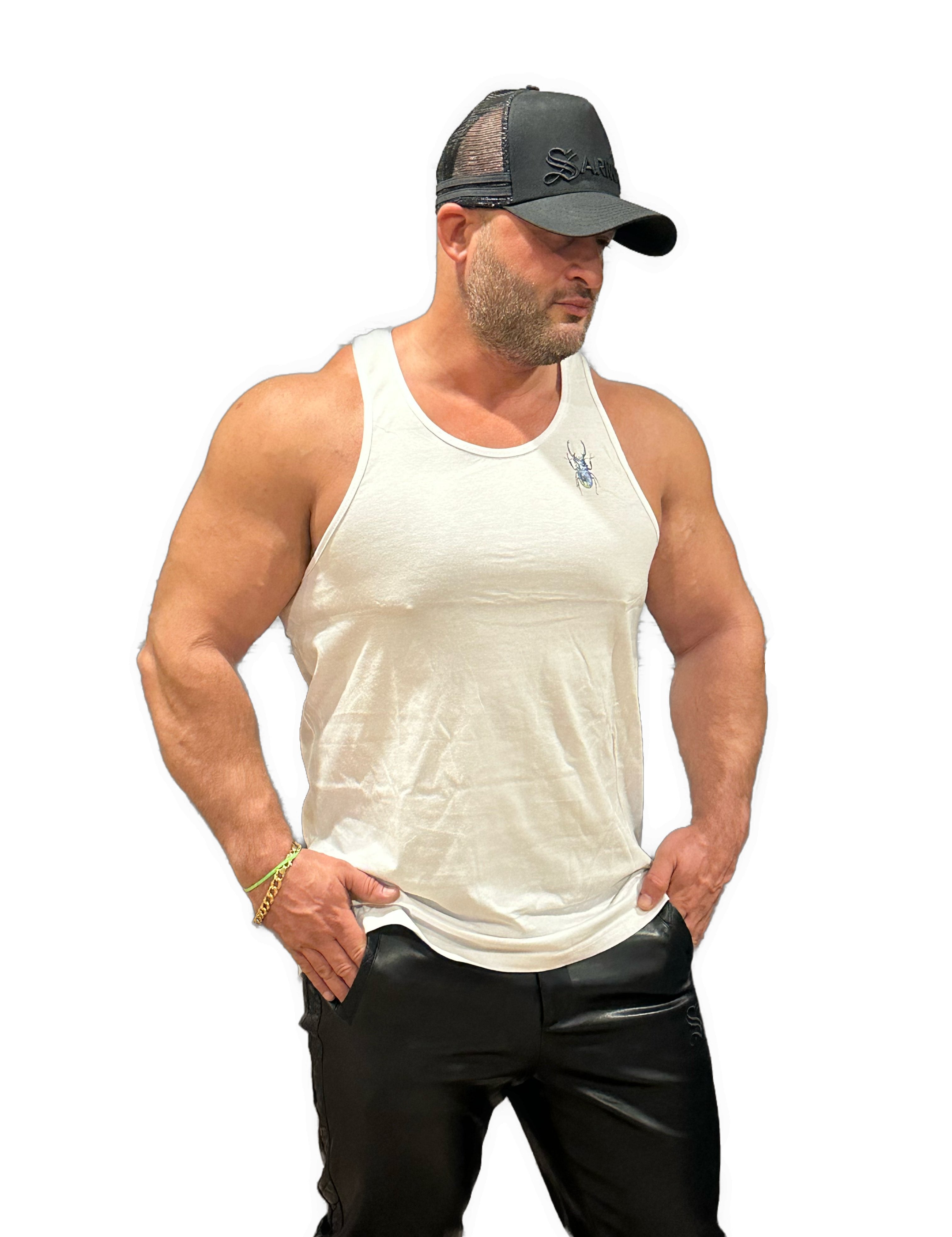 Ranch - White Tank Top for Men - Sarman Fashion - Wholesale Clothing Fashion Brand for Men from Canada