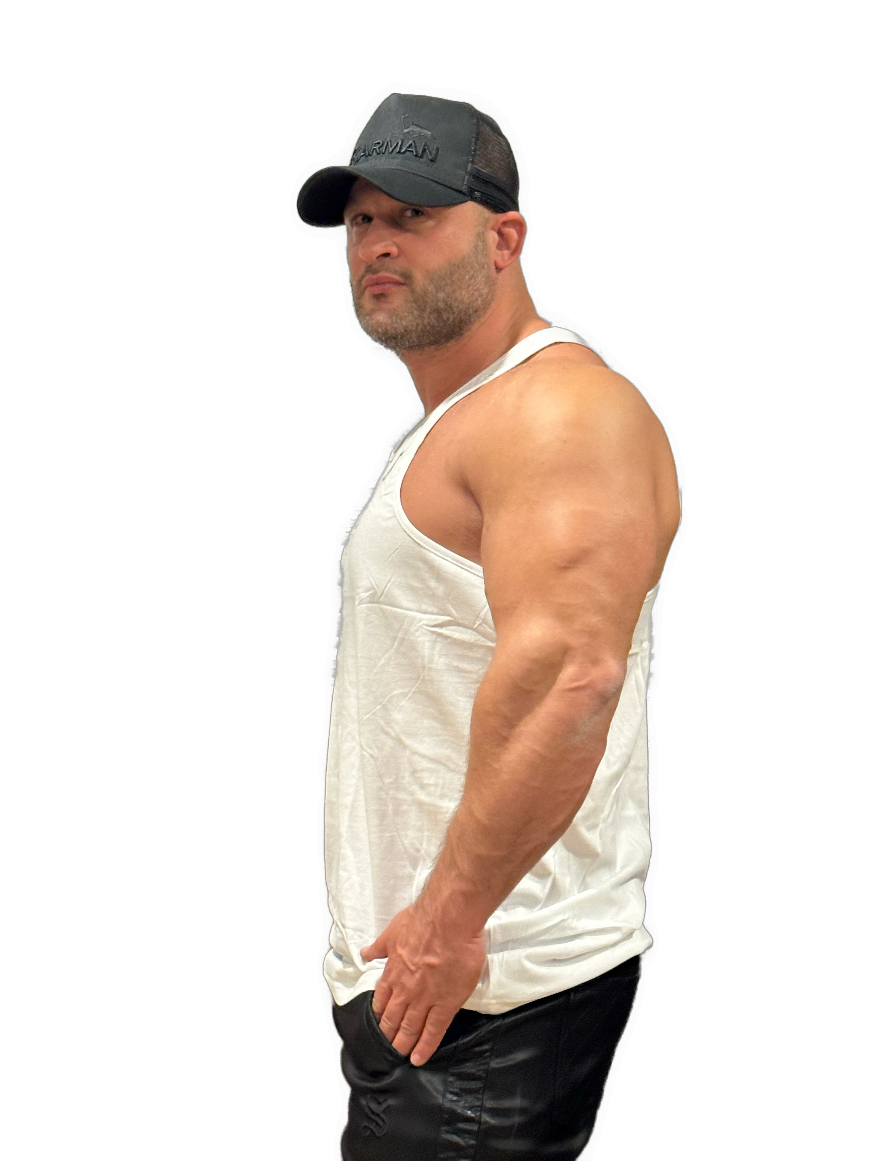 Ranch - White Tank Top for Men - Sarman Fashion - Wholesale Clothing Fashion Brand for Men from Canada