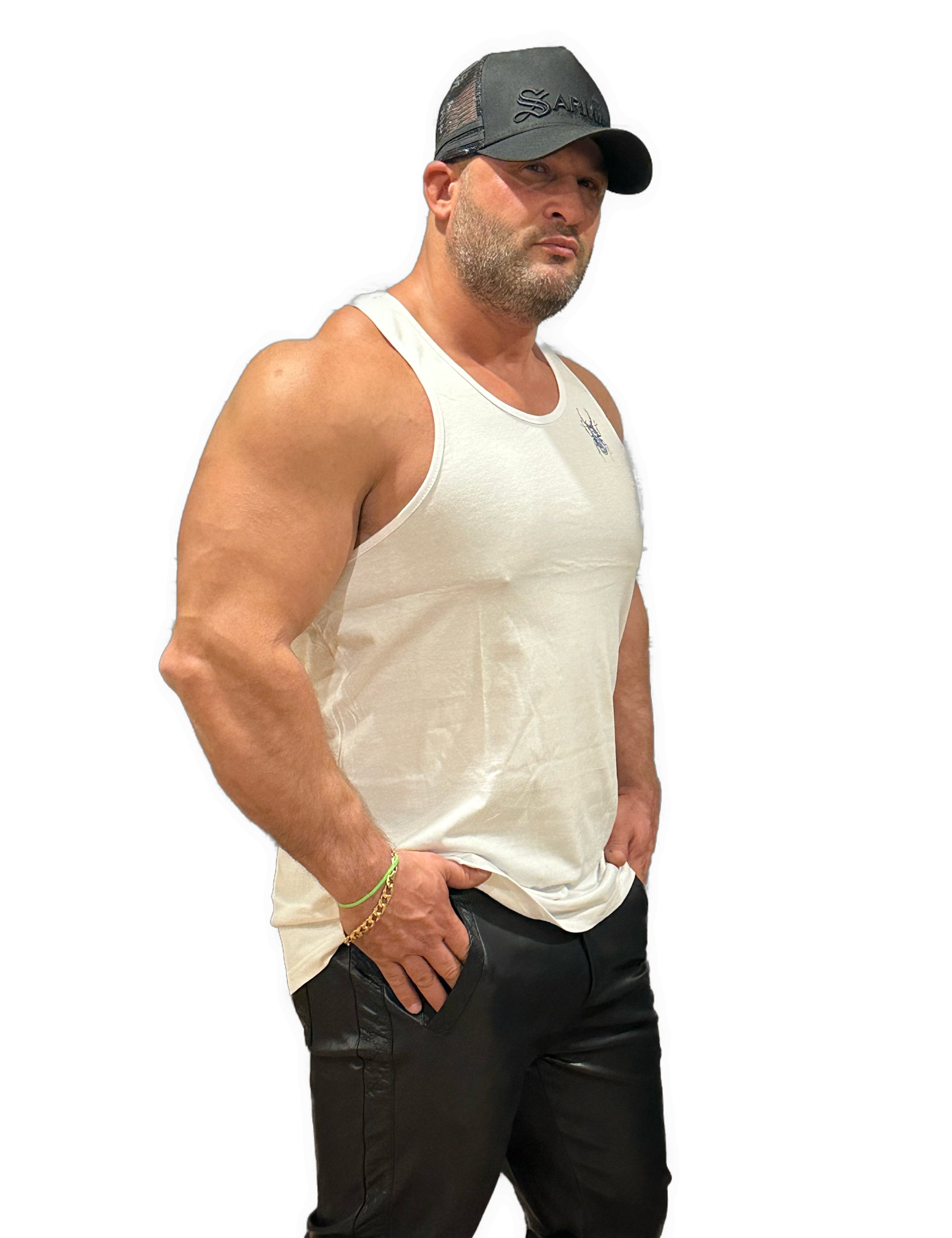 Ranch - White Tank Top for Men - Sarman Fashion - Wholesale Clothing Fashion Brand for Men from Canada