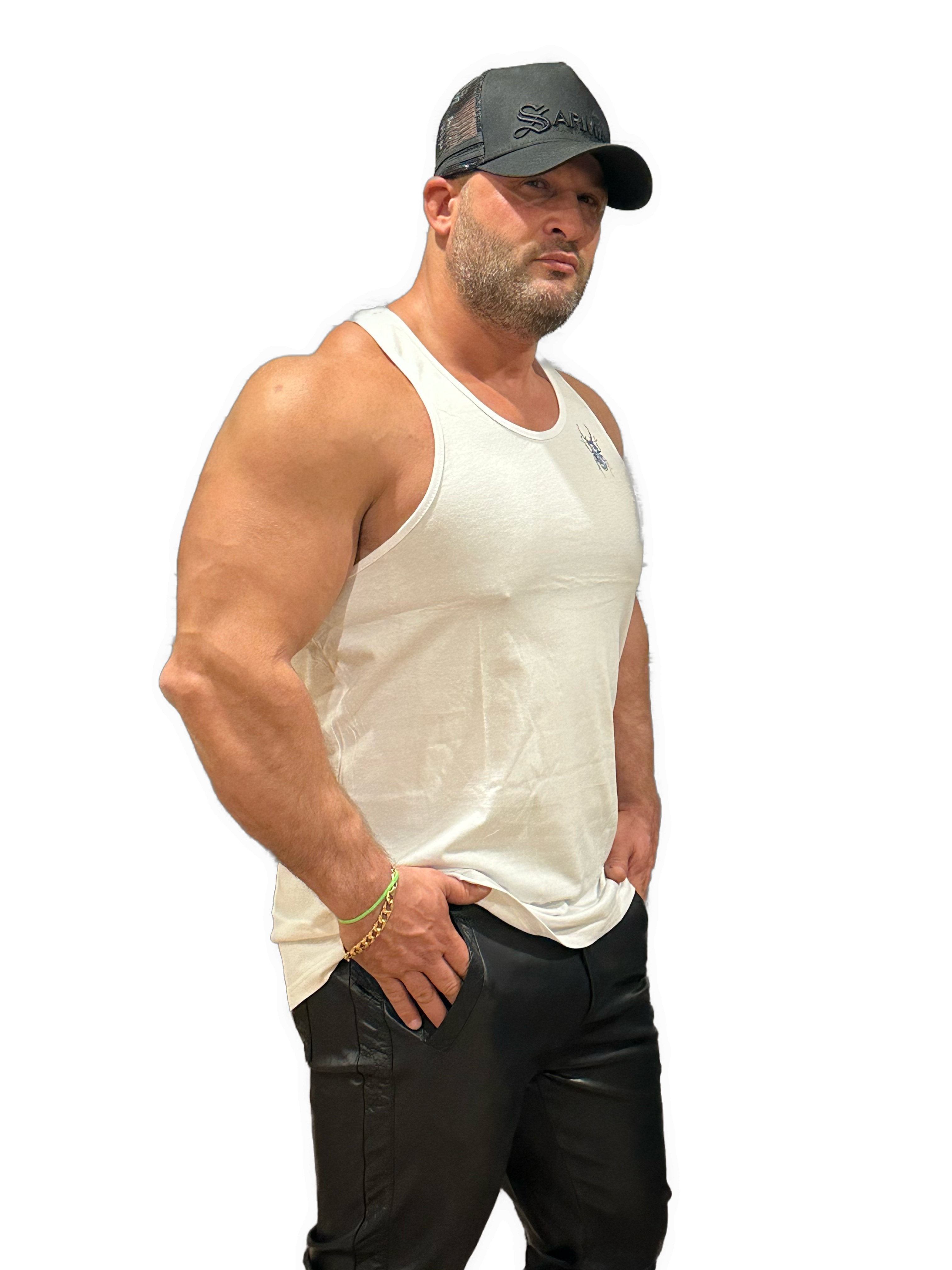 Ranch - White Tank Top for Men - Sarman Fashion - Wholesale Clothing Fashion Brand for Men from Canada