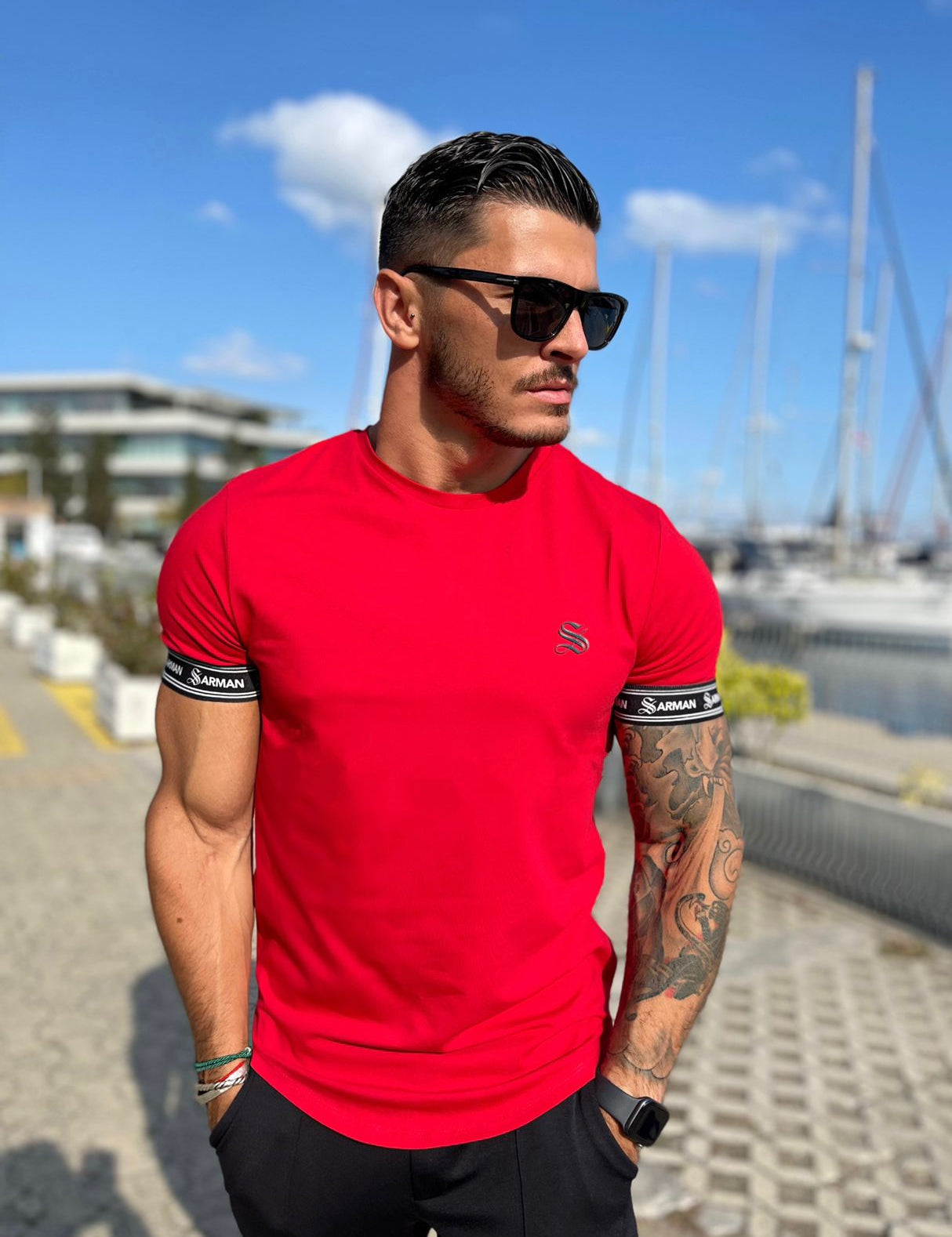 RedLine- Red T-Shirt for Men (PRE-ORDER DISPATCH DATE 25 DECEMBER 2021) - Sarman Fashion - Wholesale Clothing Fashion Brand for Men from Canada
