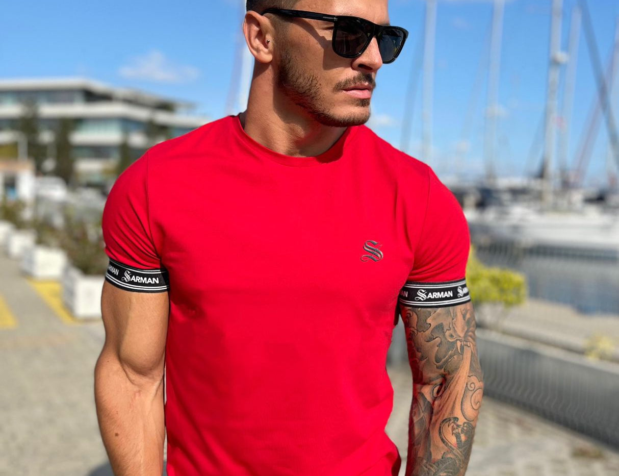 RedLine- Red T-Shirt for Men (PRE-ORDER DISPATCH DATE 25 DECEMBER 2021) - Sarman Fashion - Wholesale Clothing Fashion Brand for Men from Canada