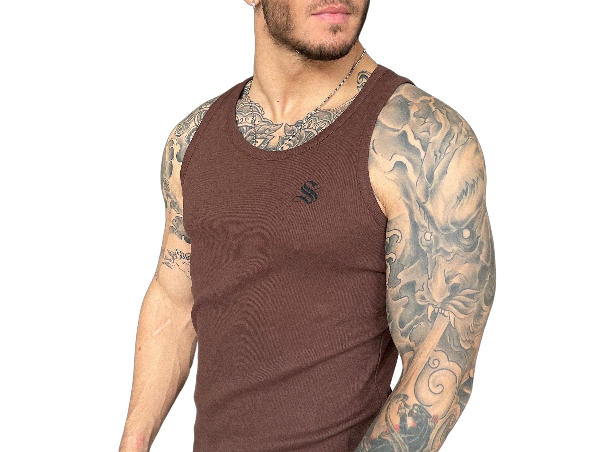 Remiel - Brown Tank Top for Men - Sarman Fashion - Wholesale Clothing Fashion Brand for Men from Canada