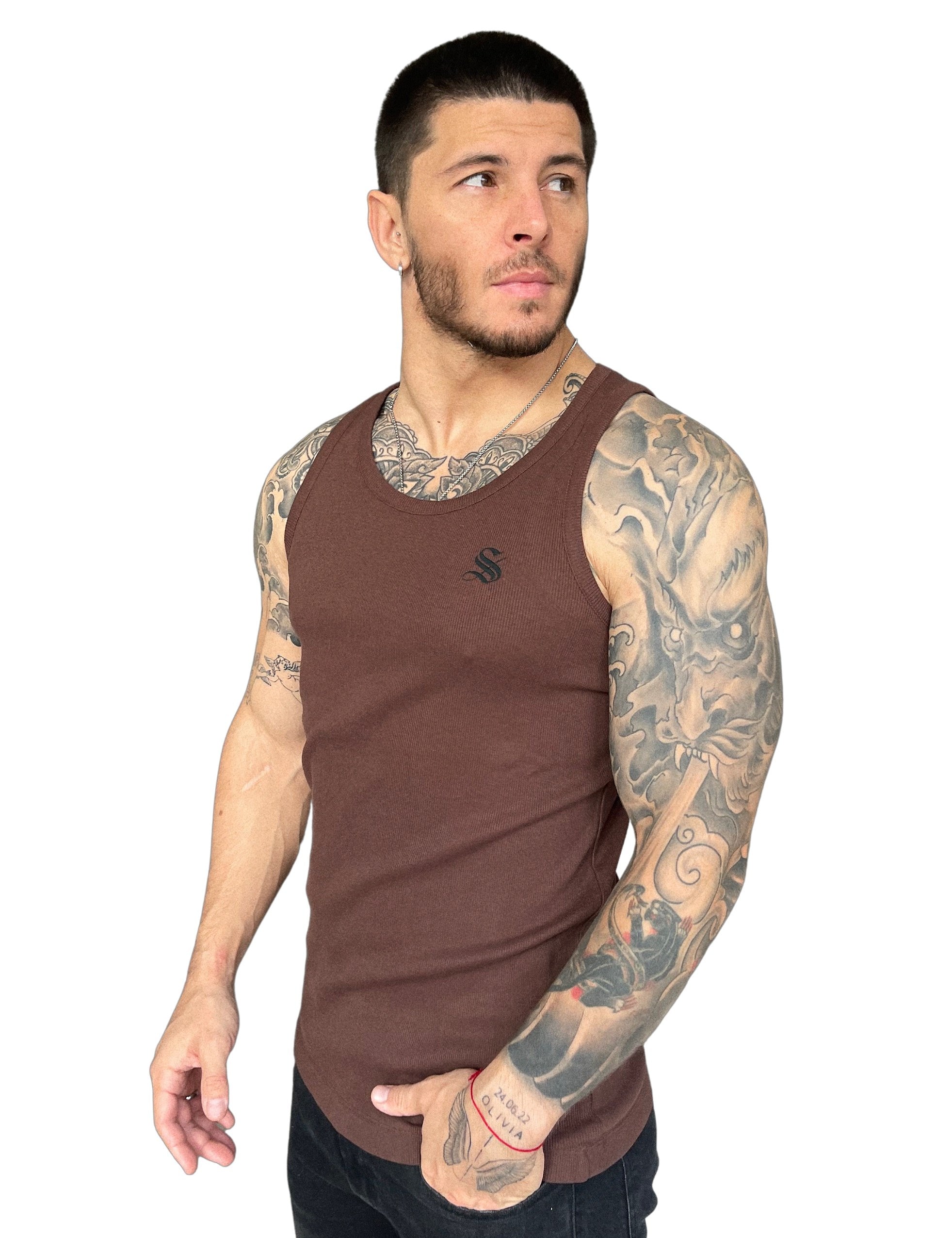 Remiel - Brown Tank Top for Men - Sarman Fashion - Wholesale Clothing Fashion Brand for Men from Canada