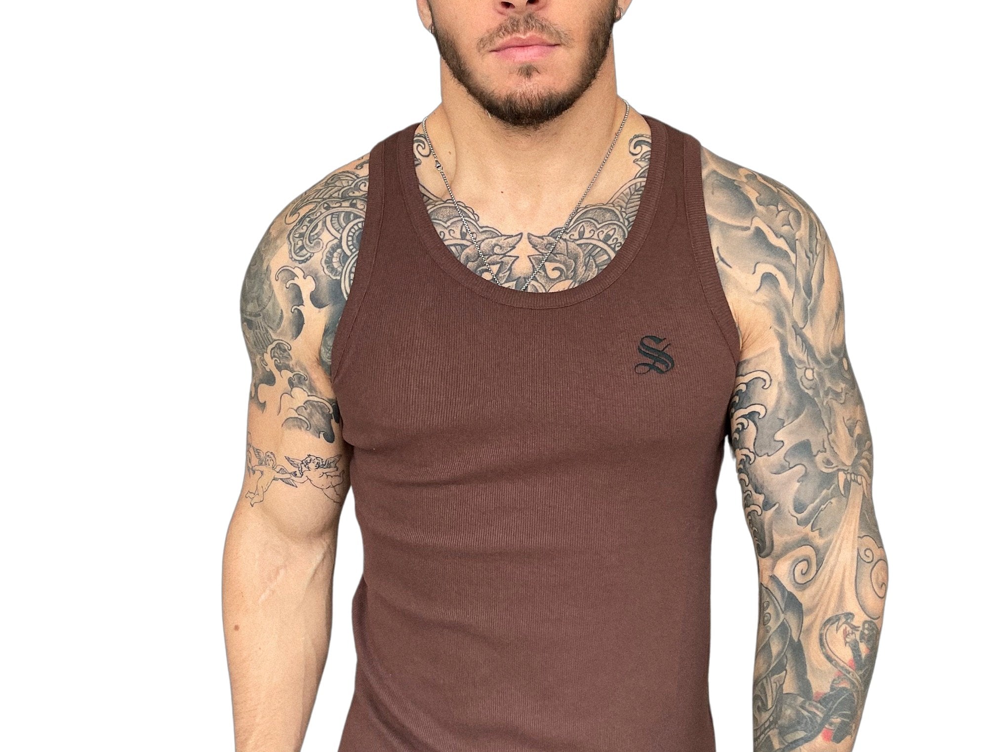 Remiel - Brown Tank Top for Men - Sarman Fashion - Wholesale Clothing Fashion Brand for Men from Canada