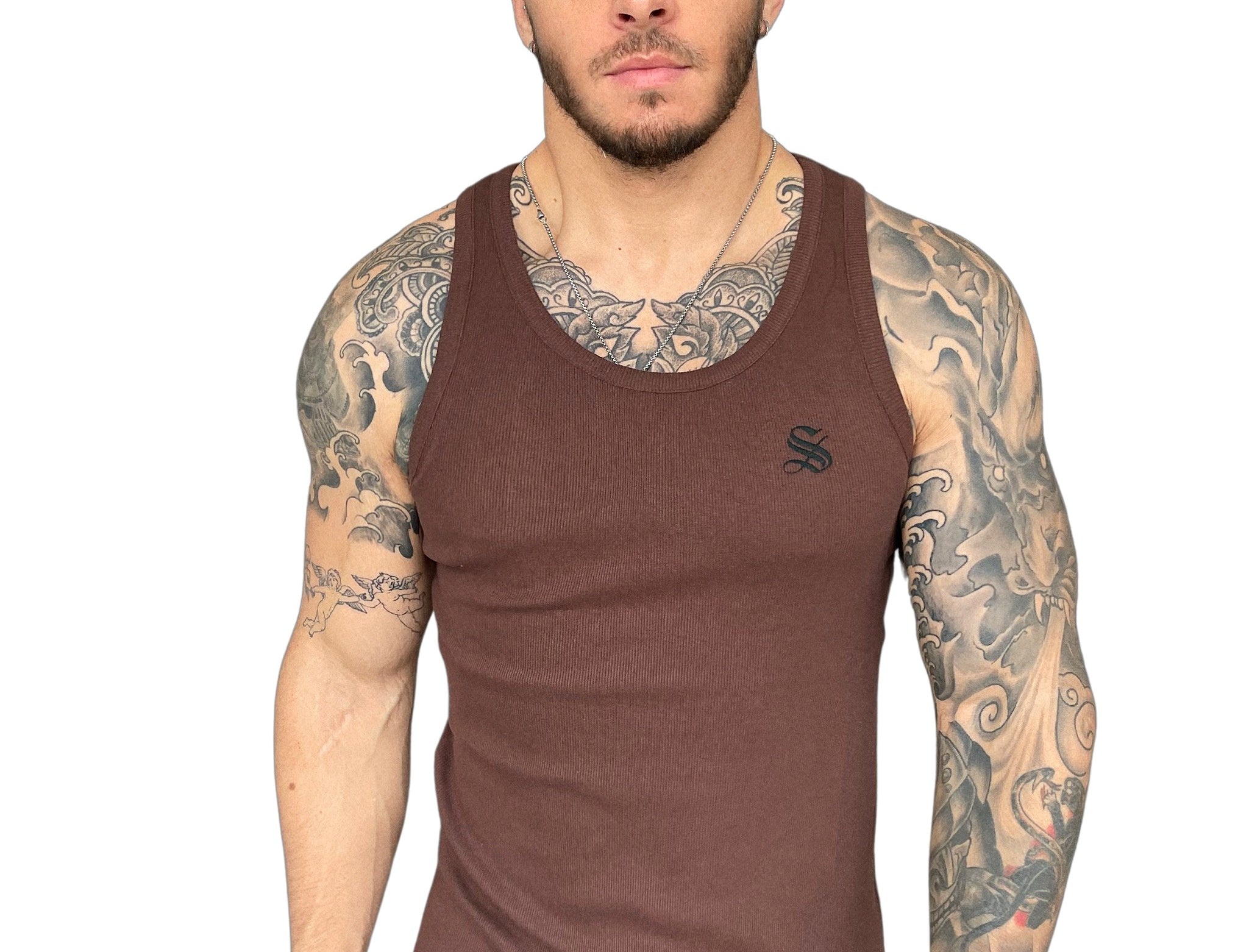 Remiel - Brown Tank Top for Men - Sarman Fashion - Wholesale Clothing Fashion Brand for Men from Canada