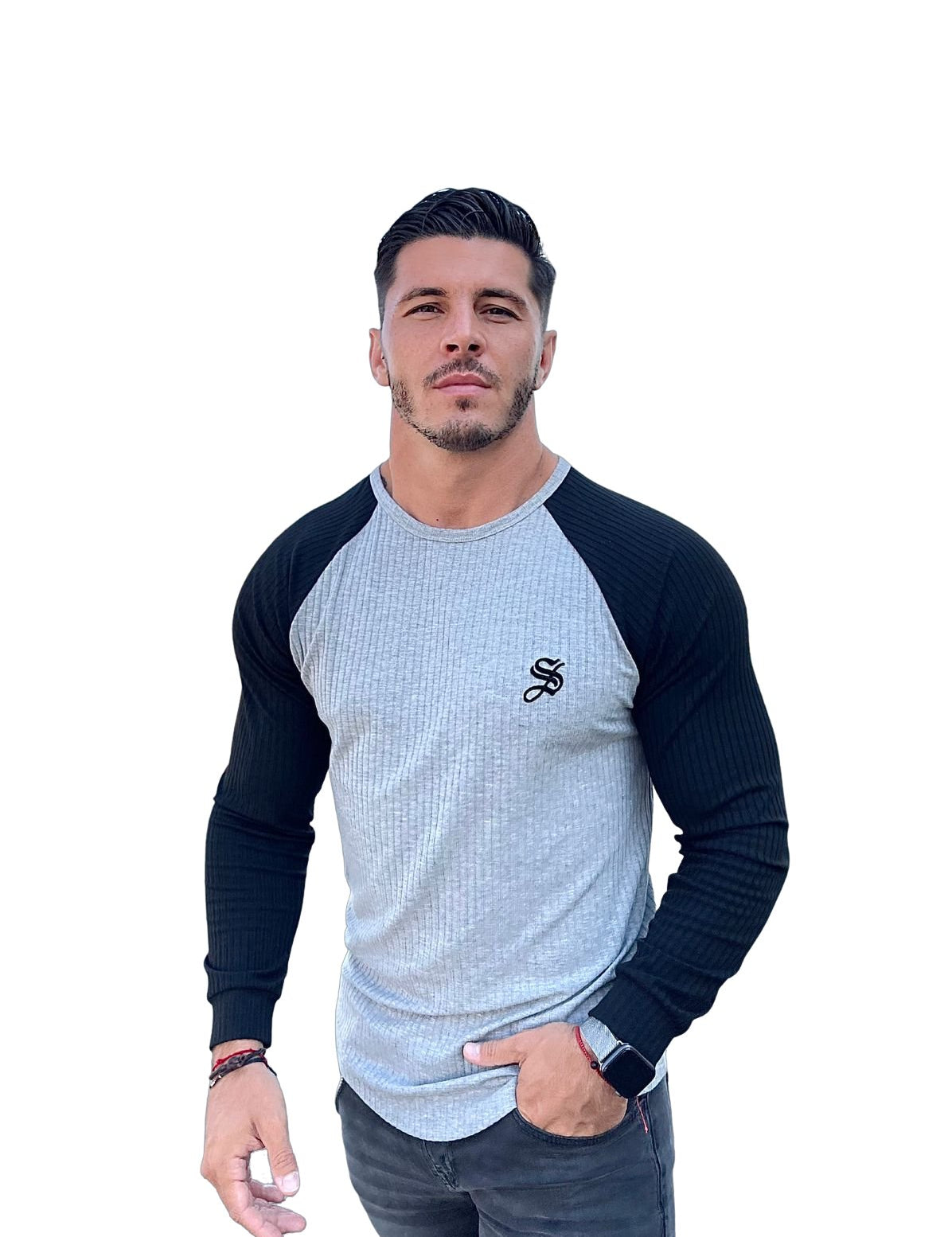 Resonance - Grey/Black Long Sleeve Shirt for Men - Sarman Fashion - Wholesale Clothing Fashion Brand for Men from Canada