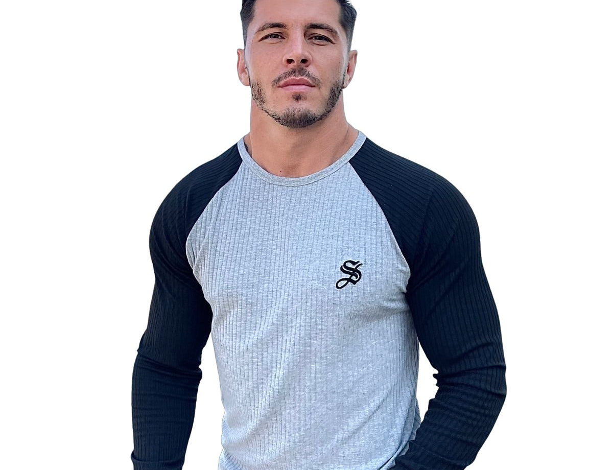 Resonance - Grey/Black Long Sleeve Shirt for Men - Sarman Fashion - Wholesale Clothing Fashion Brand for Men from Canada