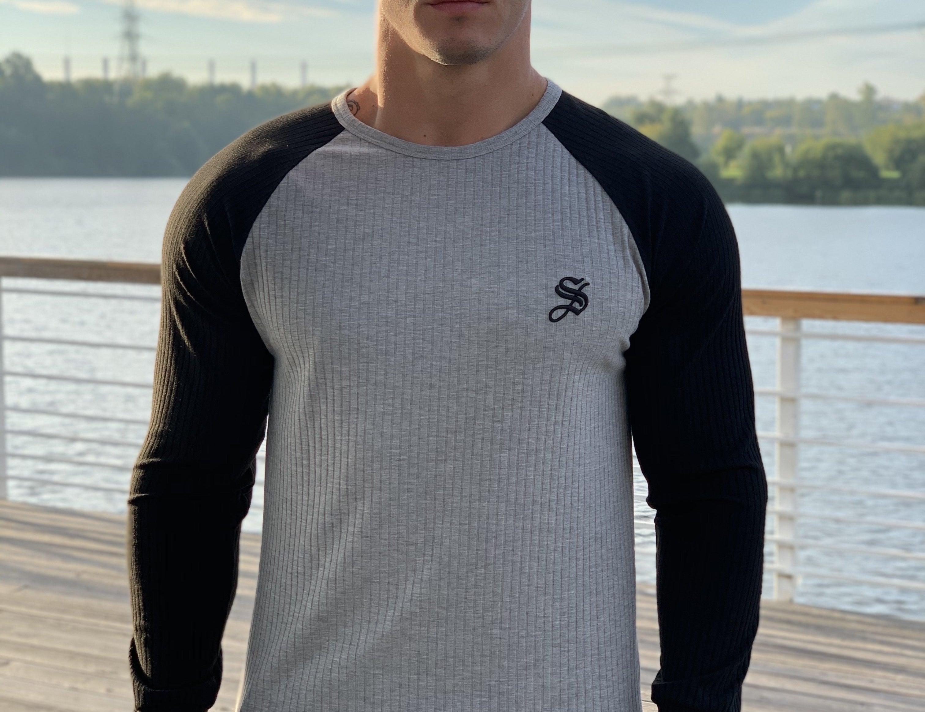 Resonance - Grey/Black Long Sleeve Shirt for Men (PRE-ORDER DISPATCH DATE 25 SEPTEMBER) - Sarman Fashion - Wholesale Clothing Fashion Brand for Men from Canada