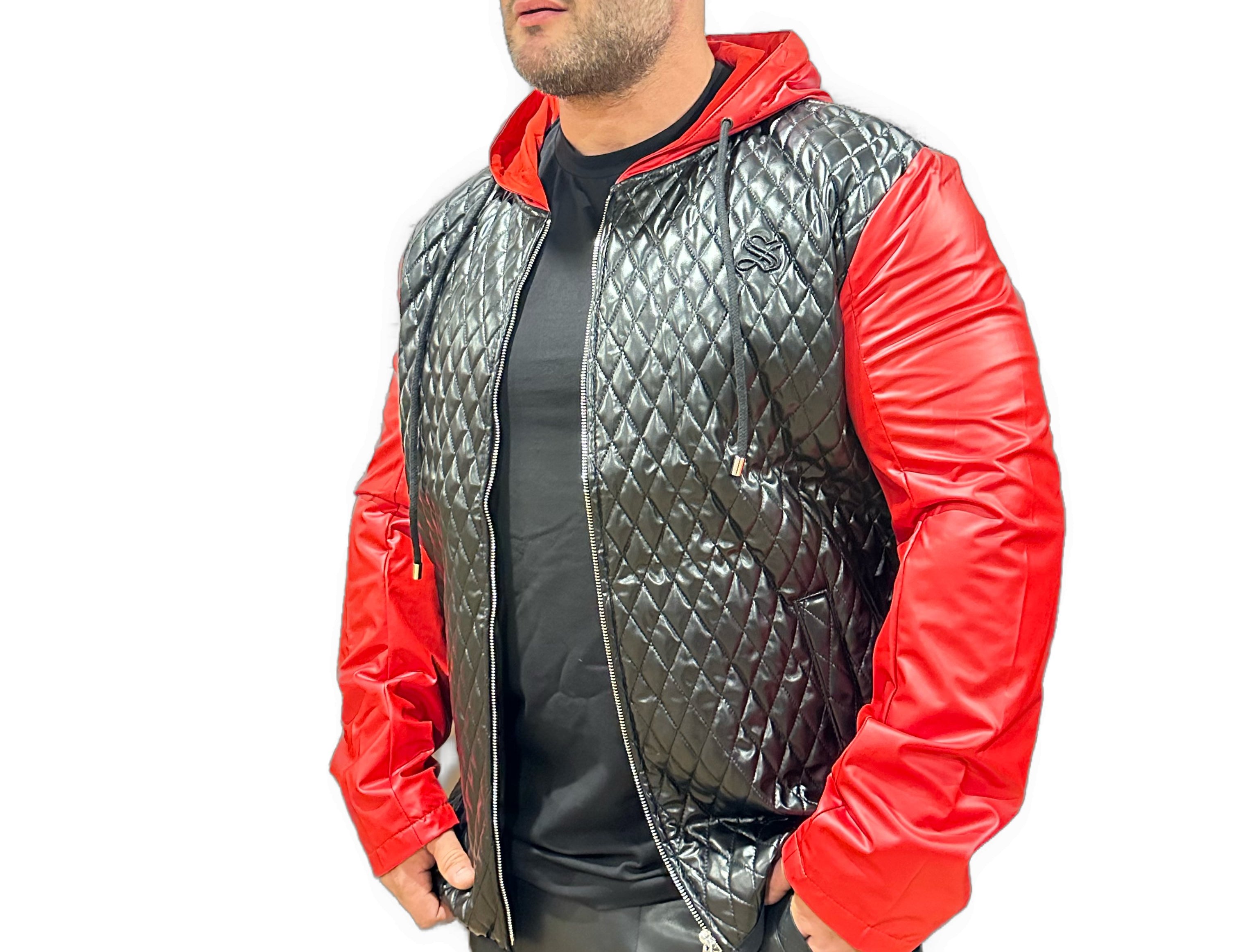 Robin 3 - Black/Red Jacket for Men - Sarman Fashion - Wholesale Clothing Fashion Brand for Men from Canada